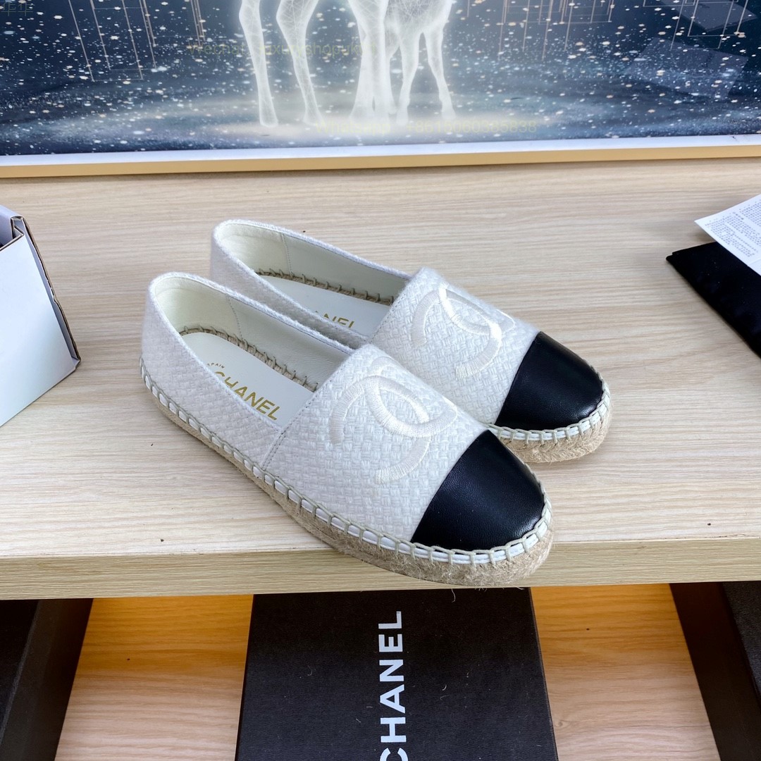 Chanel CC Logo Cap Toe Espadrilles Flat Women Shoes