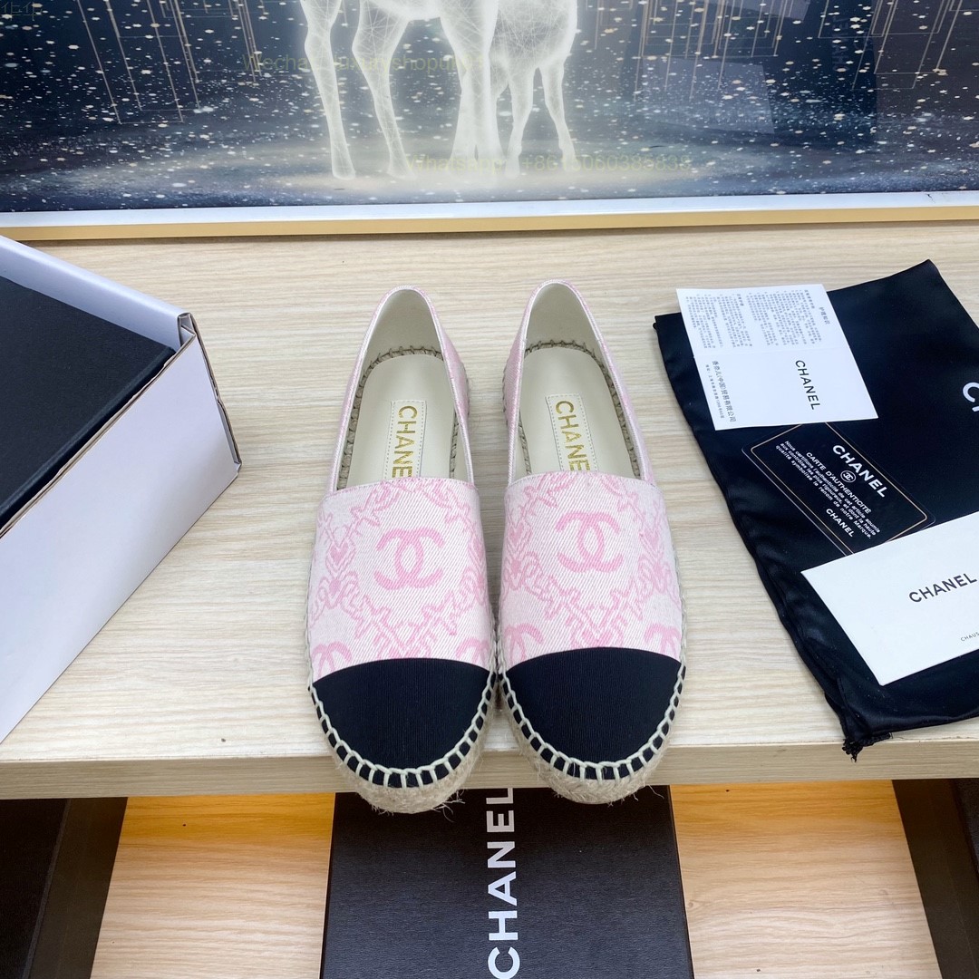 Chanel CC Logo Cap Toe Espadrilles Flat Women Shoes