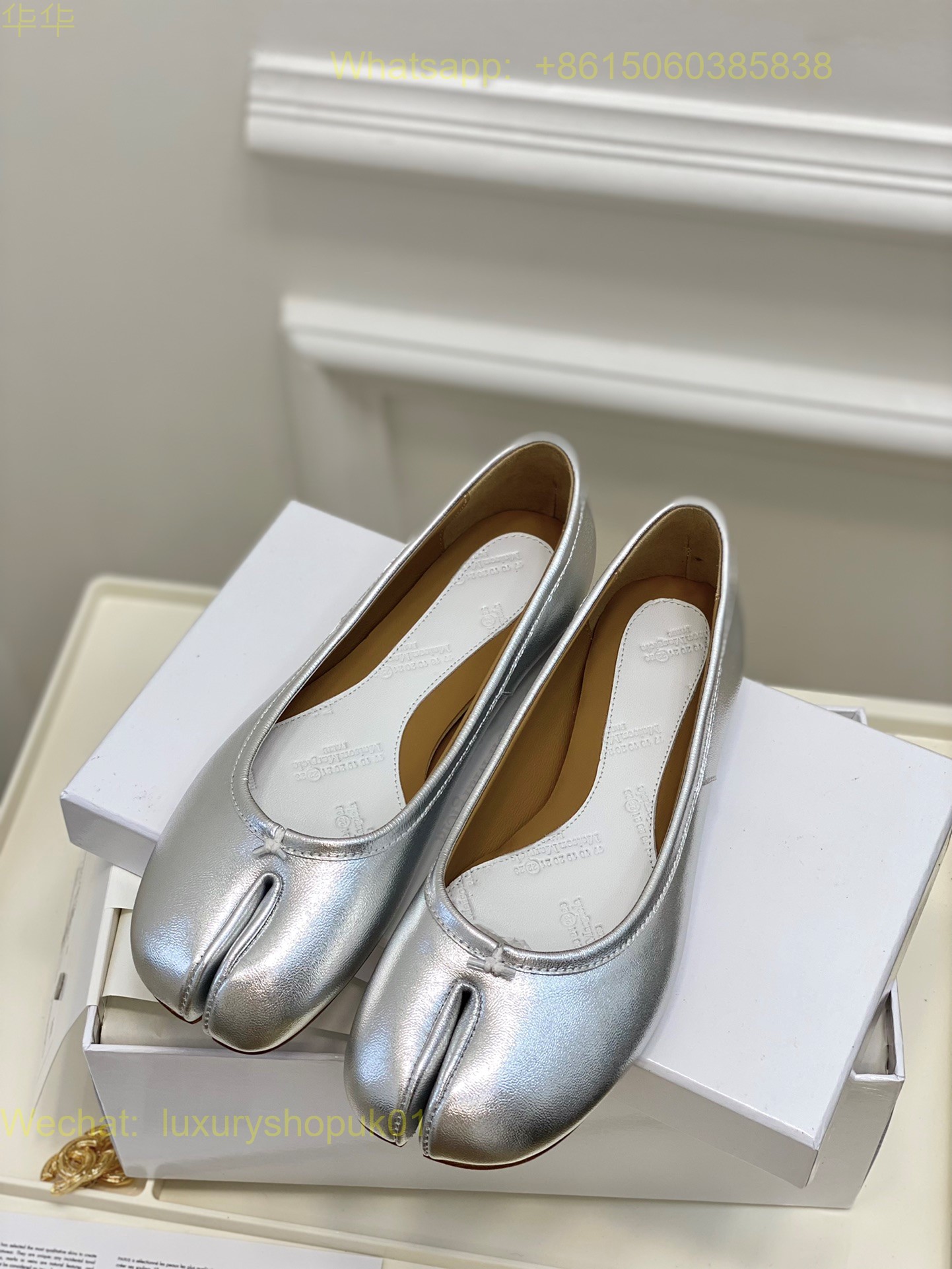 MM6 Maison Margiela tabi stitch-out leather ballerina shoes Women Flat Shoes