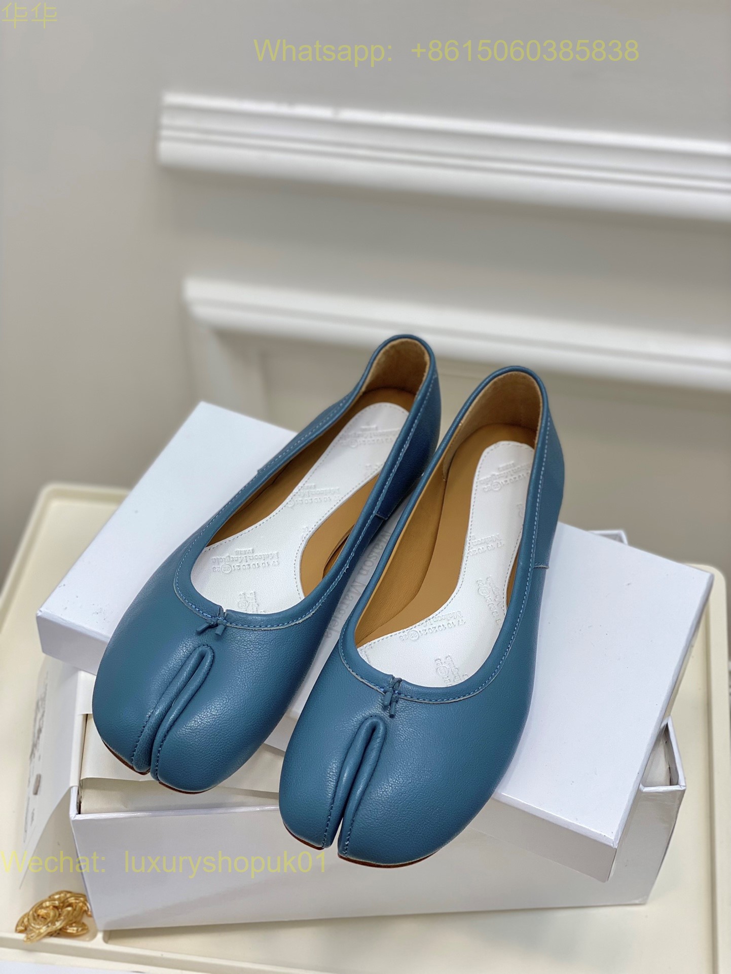MM6 Maison Margiela tabi stitch-out leather ballerina shoes Women Flat Shoes