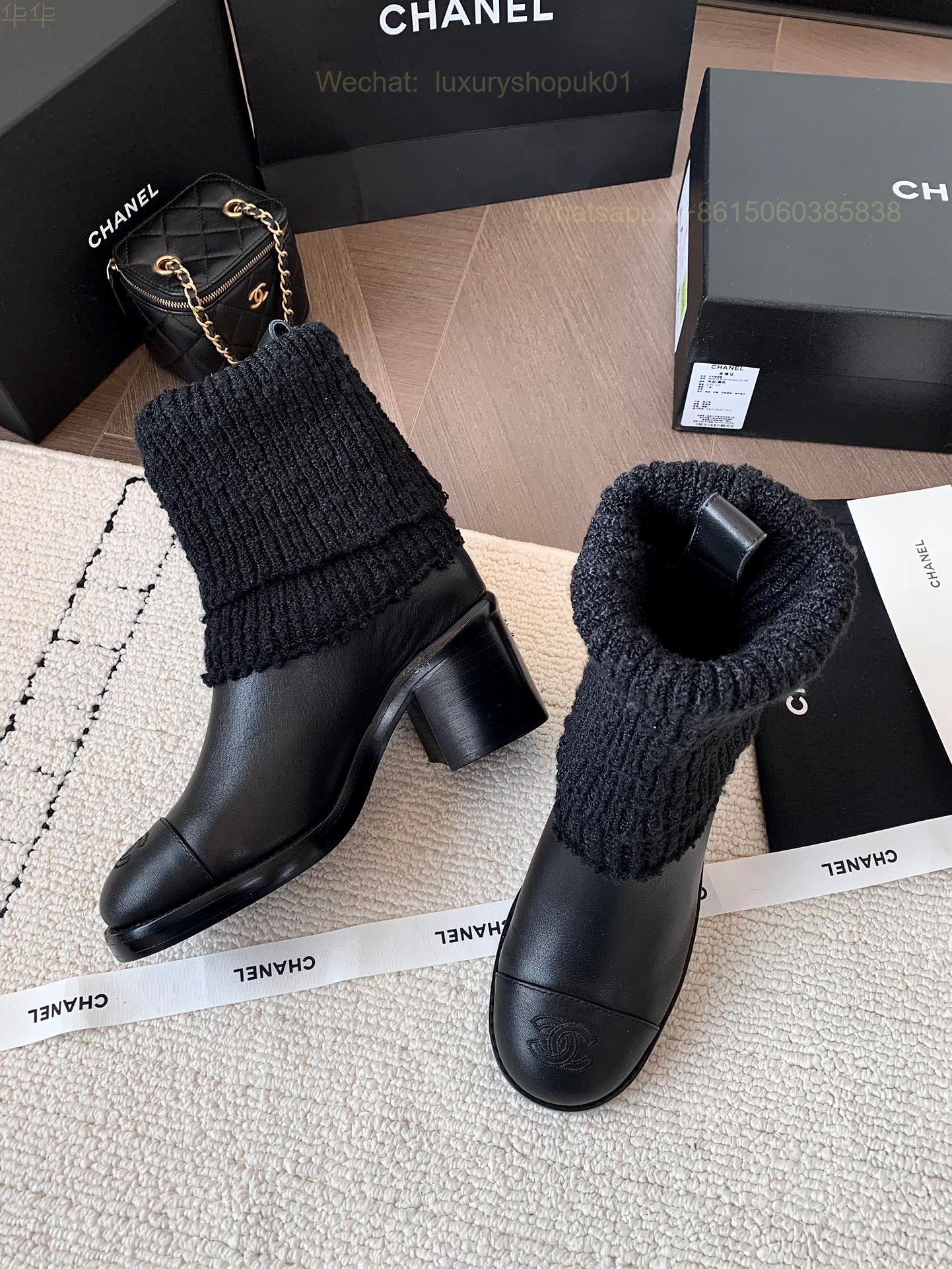 Chanel Knit Boots High heels Women Shoes