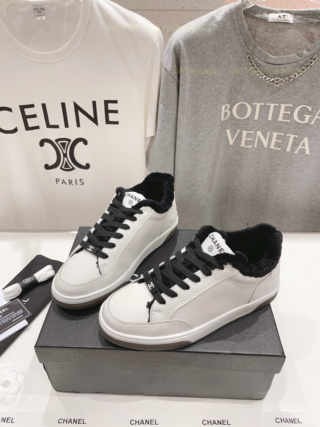 Chanel Fur Shearling Sneaker CC Logo Women Platform Shoes