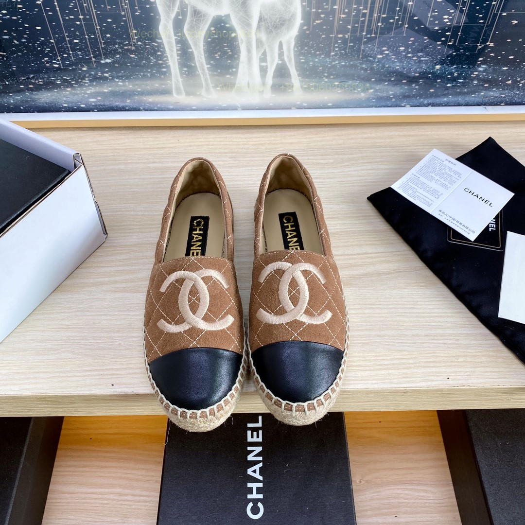 Chanel CC Logo Cap Toe Espadrilles Flat Women Shoes
