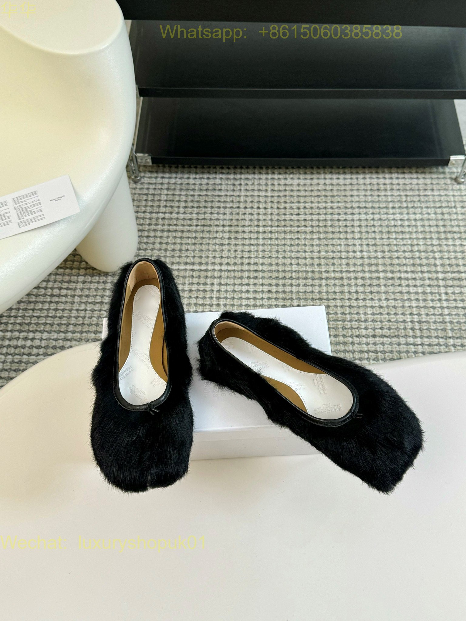 MM6 Maison Martin Margiela tabi Faux-Fur Ballet Flats Women Shoes