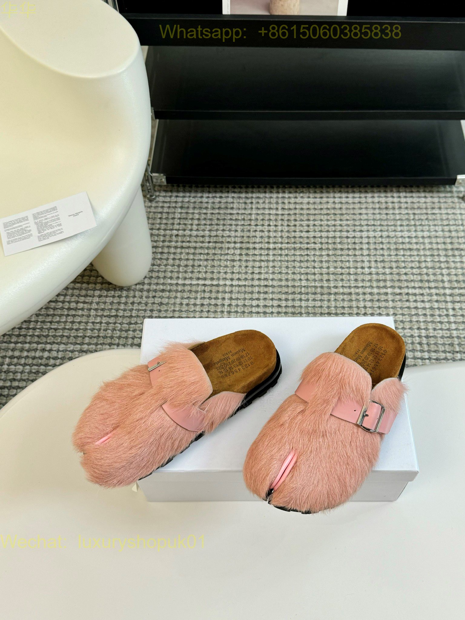 MM6 Maison Martin Margiela tabi Fur Slippers slip on Women Shoes