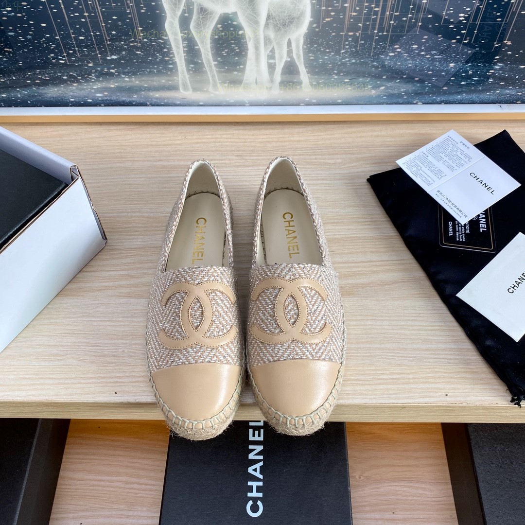 Chanel CC Logo Cap Toe Espadrilles Flat Women Shoes
