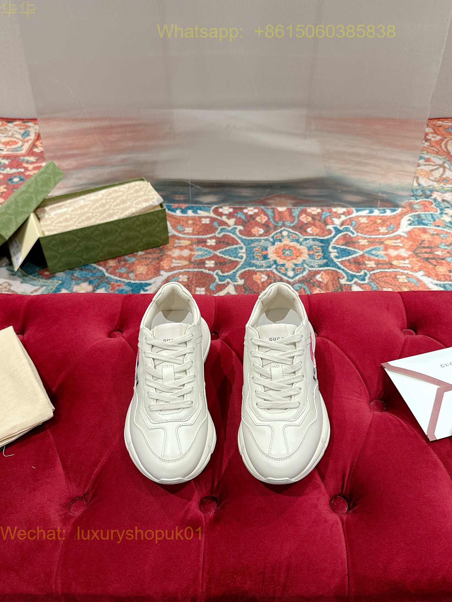 Gucci Rhyton Leather Vintage Sneaker Mens Women Shoes