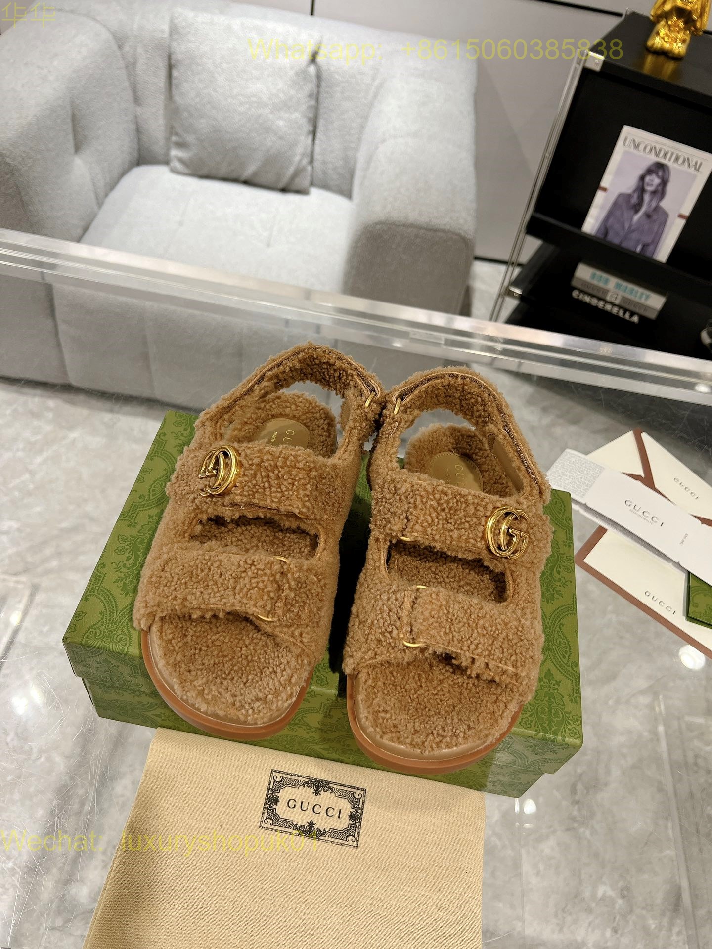 Gucci Fur Shearling Sandal Women Shoes