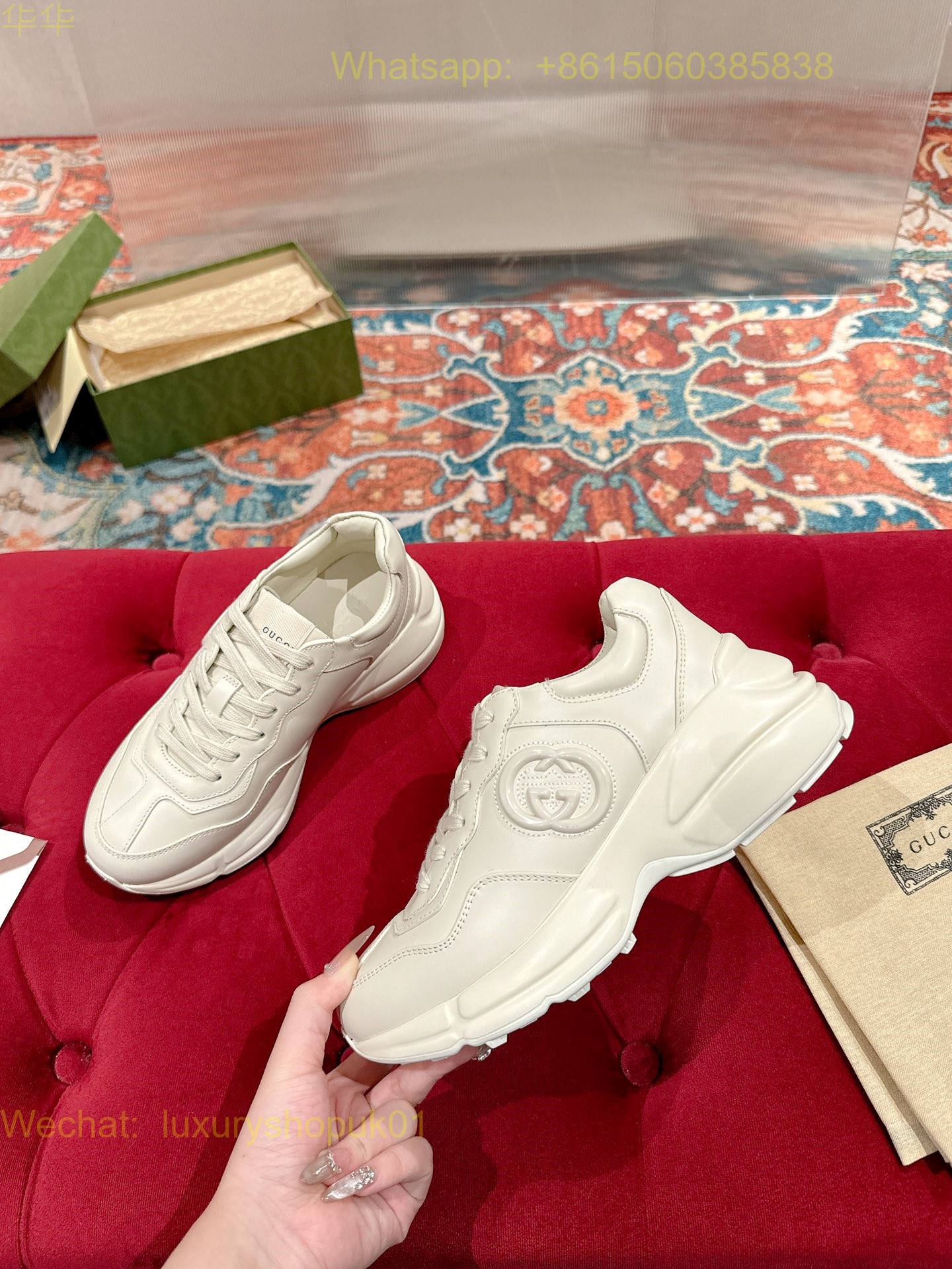 Gucci Rhyton Leather Vintage Sneaker Mens Women Shoes