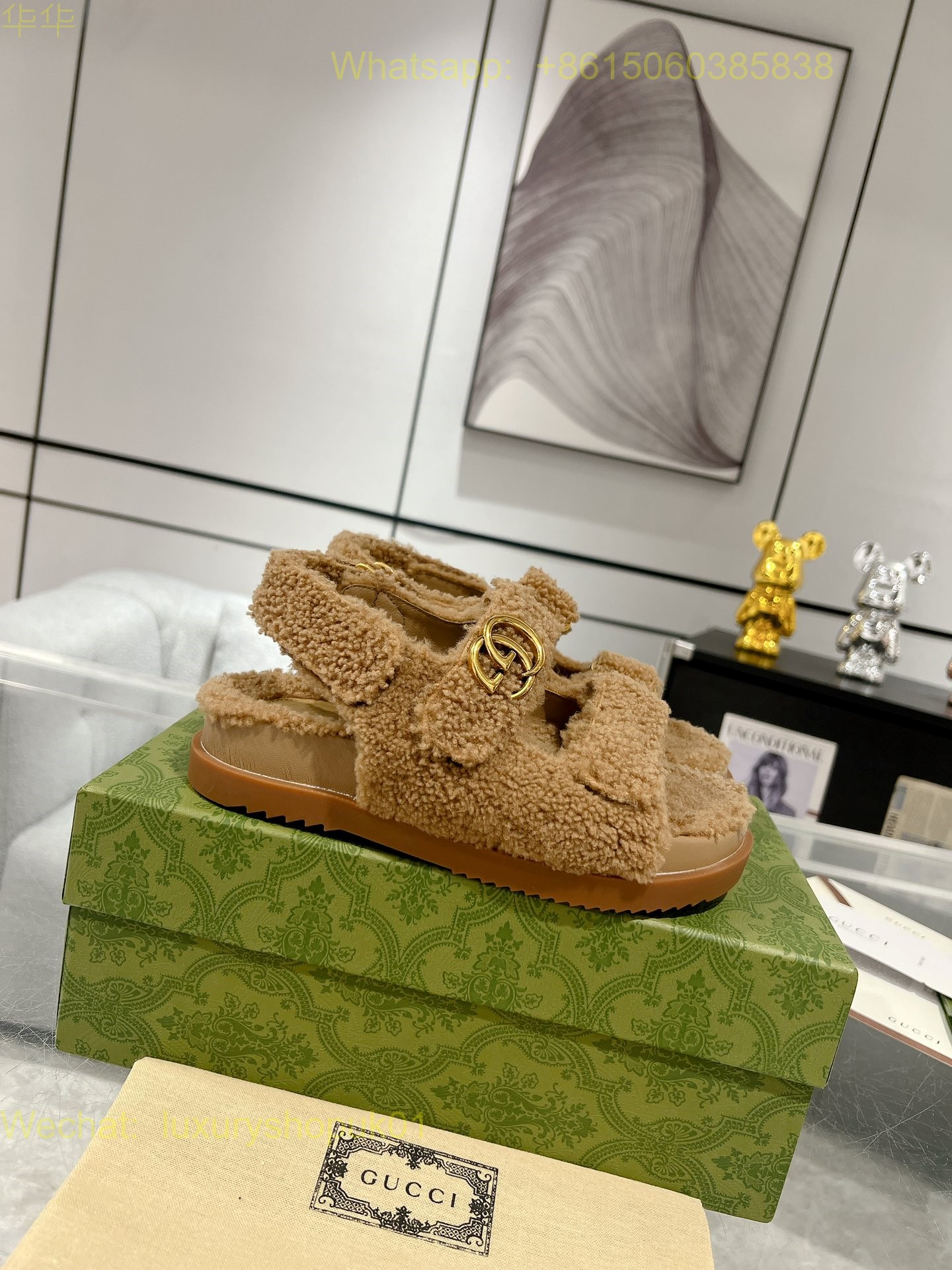 Gucci Fur Shearling Sandal Women Shoes