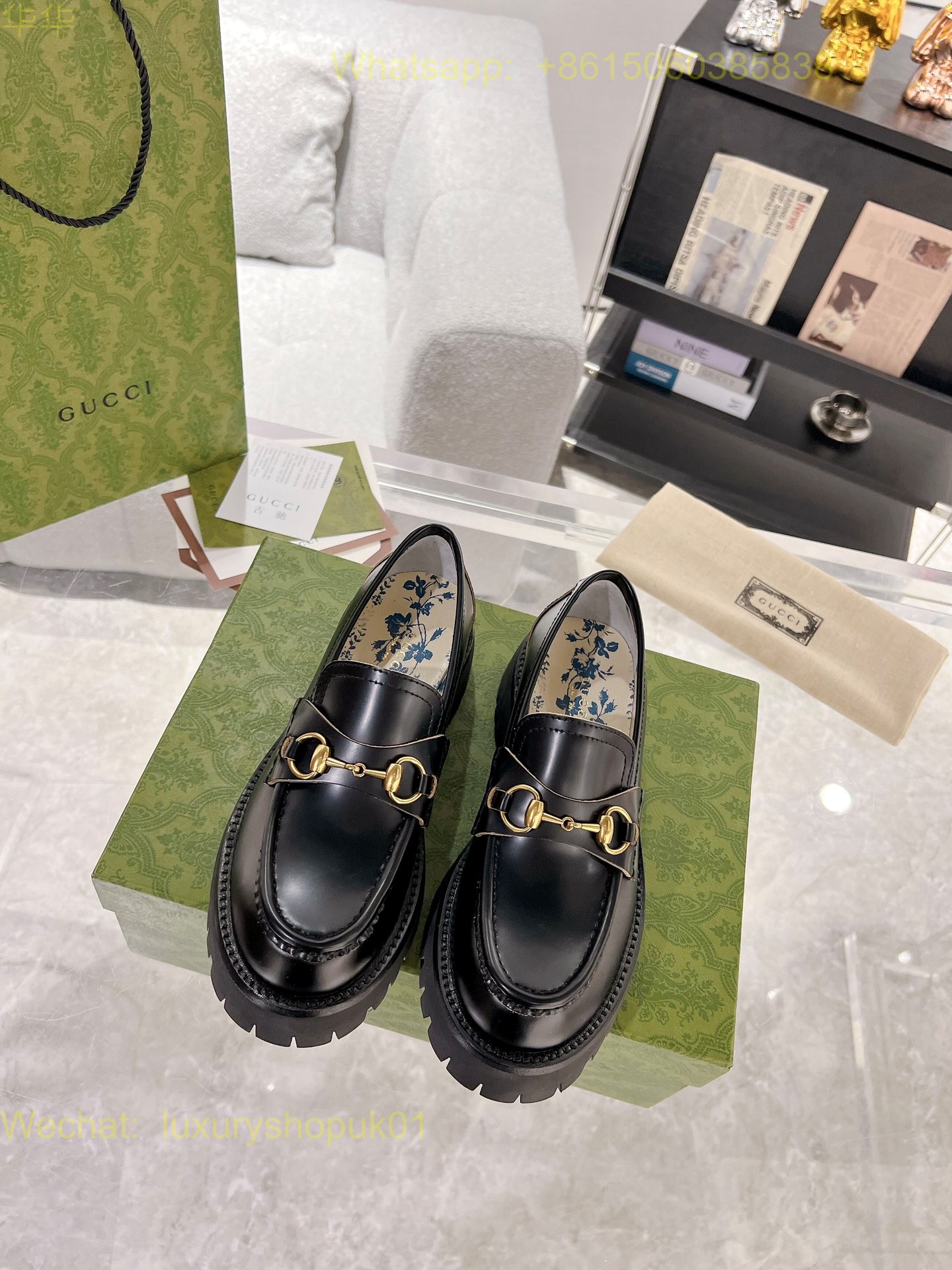 Gucci Leather Slip-On Loafers Women Shoes