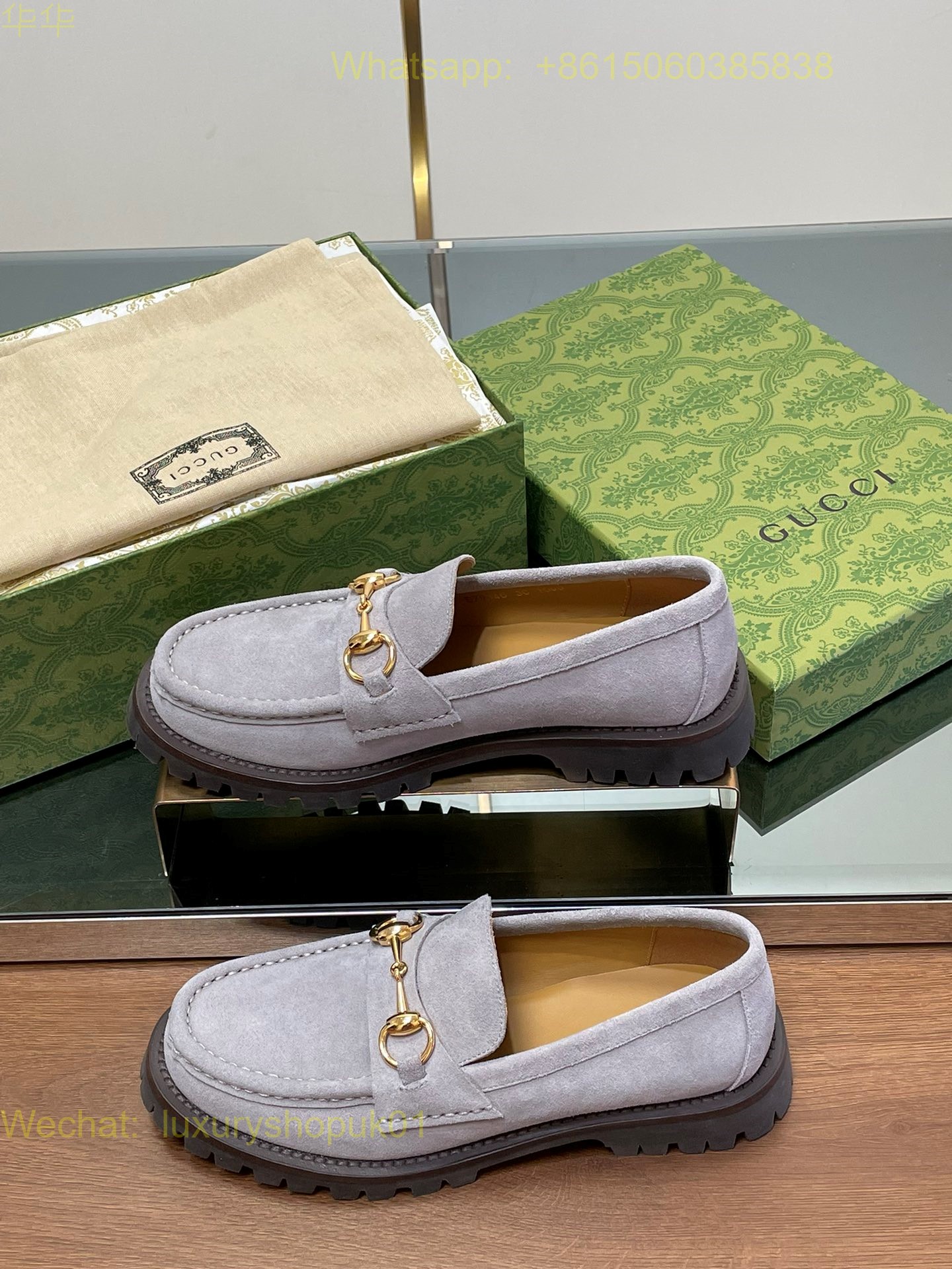 Gucci Suede Slip-On Loafers Women Shoes