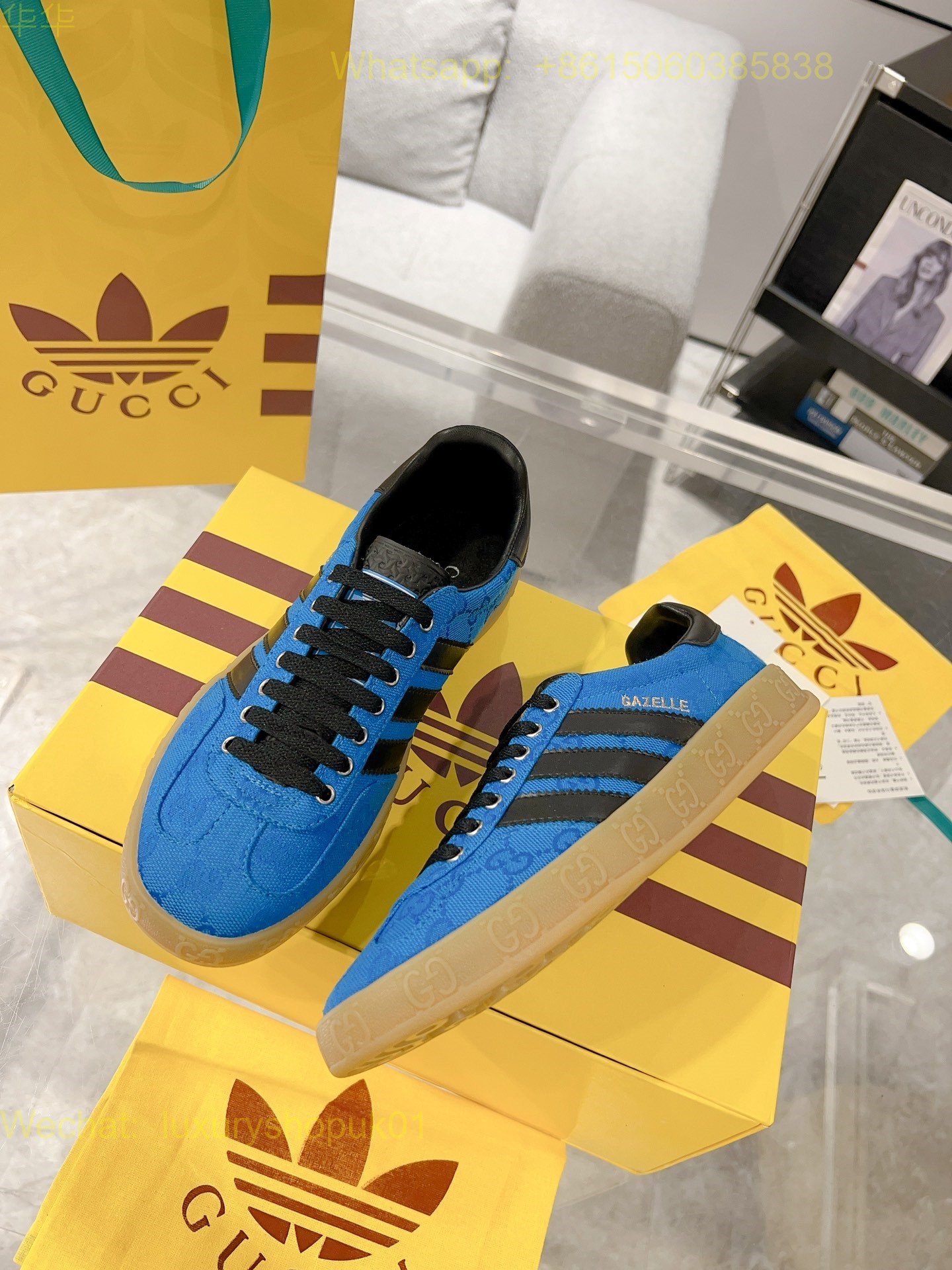 Adidas x Gucci Gazelle sneaker Mens Women Shoes