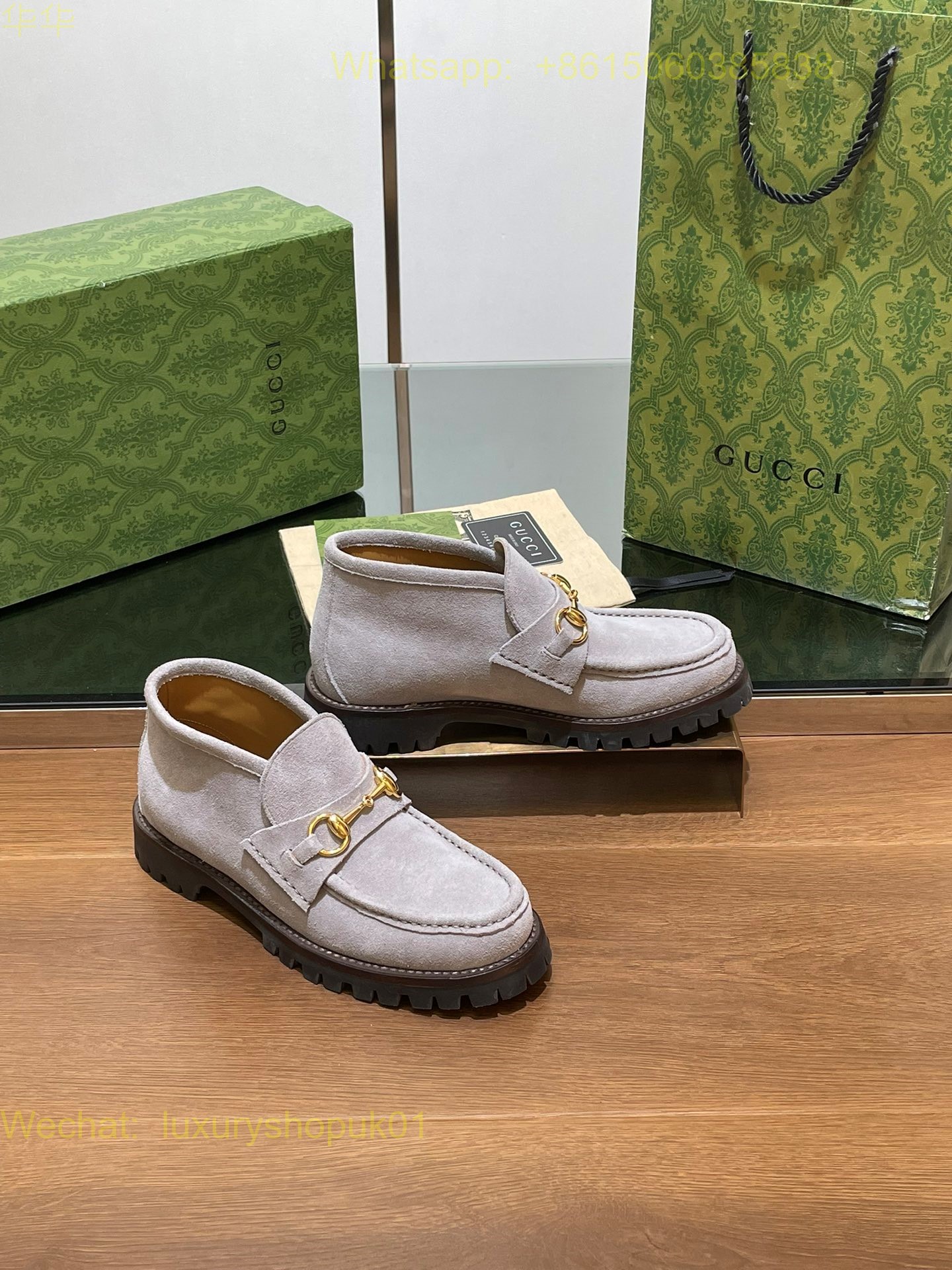 Gucci Suede Slip-On Loafers Women Shoes