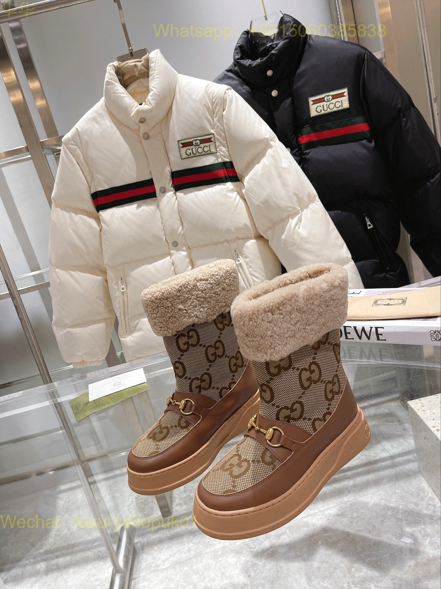 Gucci Wool Interlocking G Shearling Boots Women Shoes