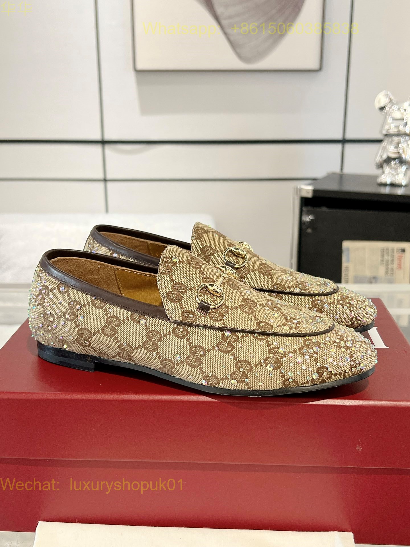 Gucci Jordaan crystal Loafer Flat Women Shoes