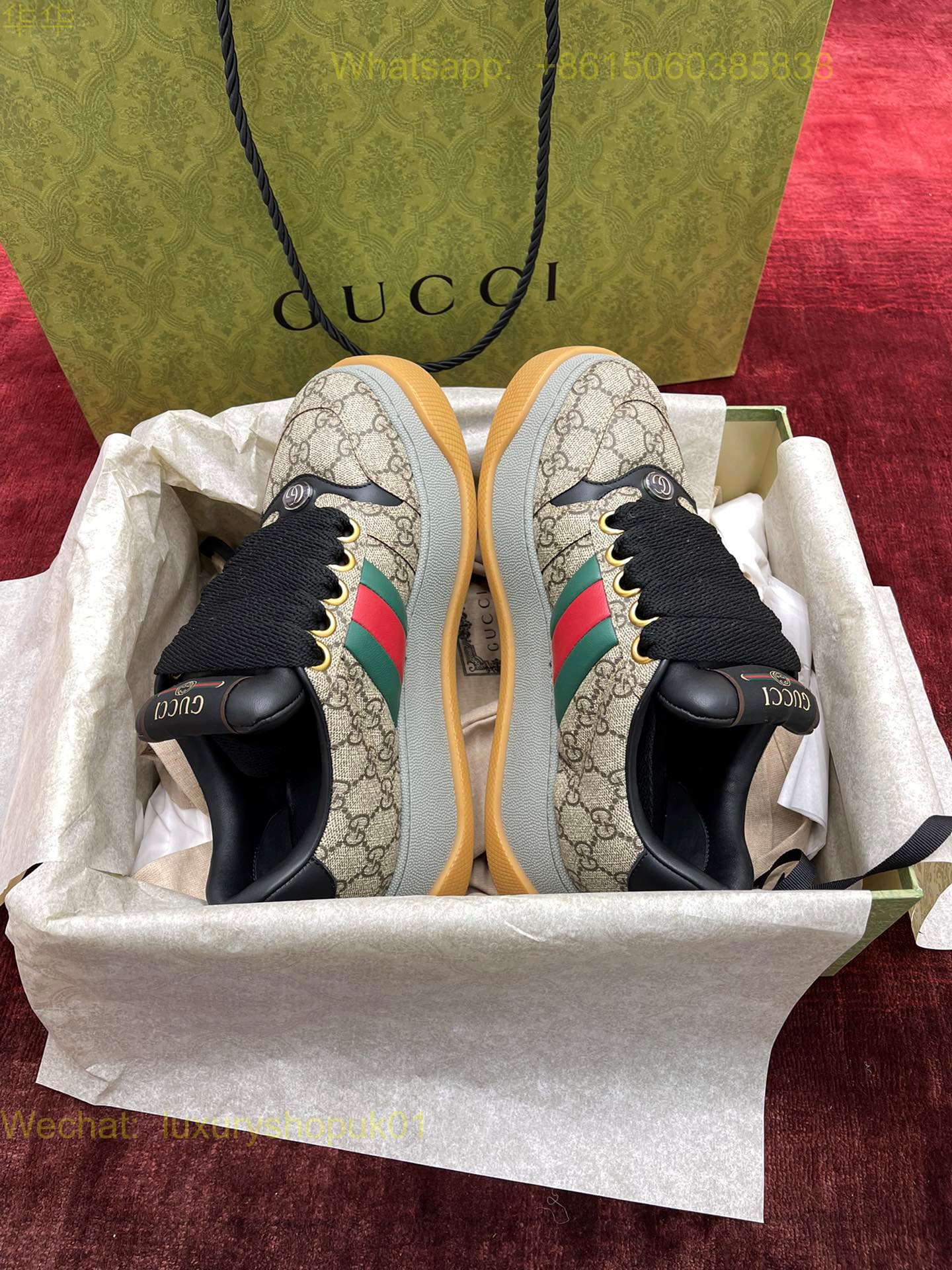 Gucci Screener platform Sneaker GG Canvas Women Mens Shoes