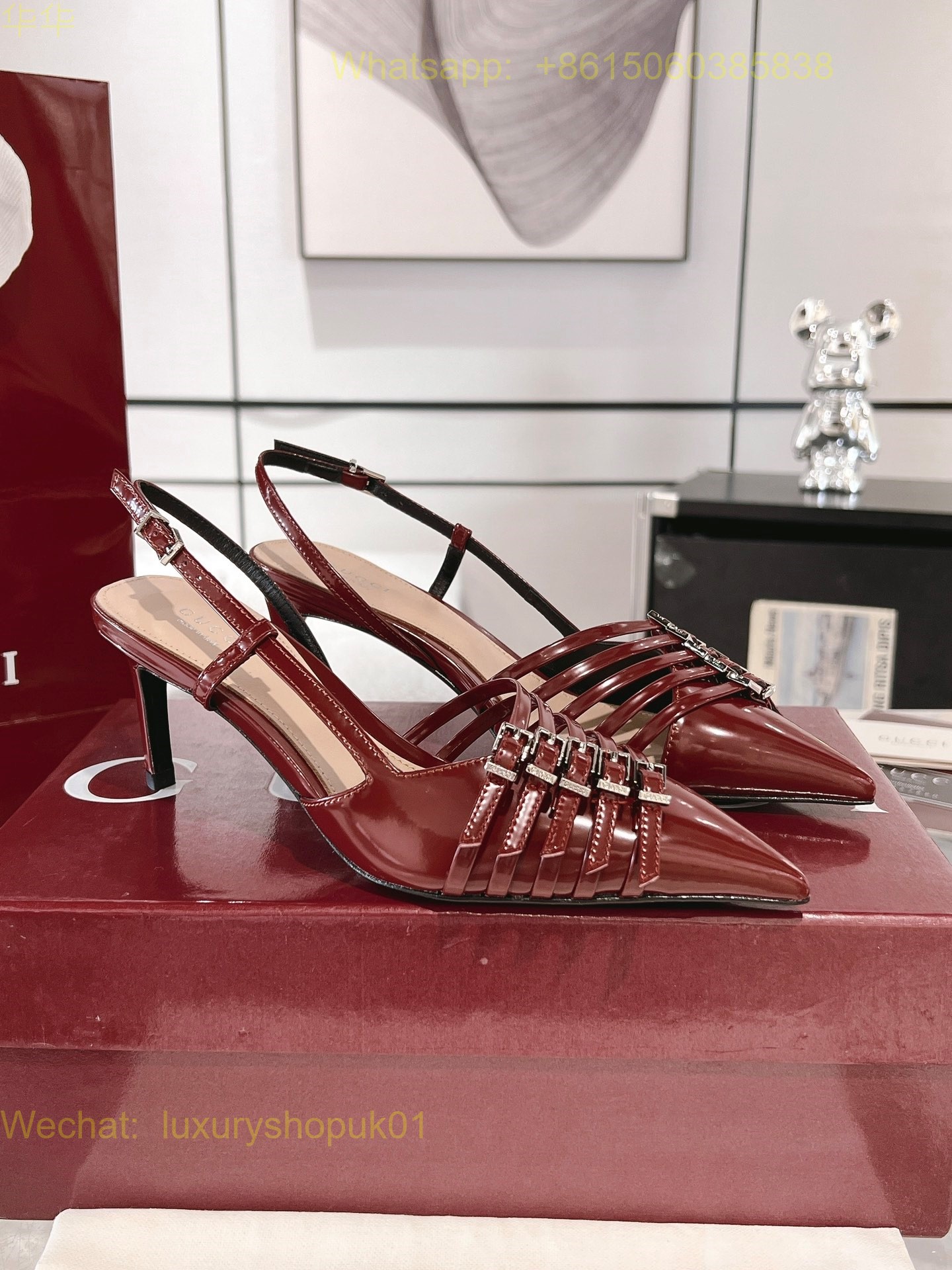 Gucci buckle pointed toe Slingback Pumps High heels Women Shoes