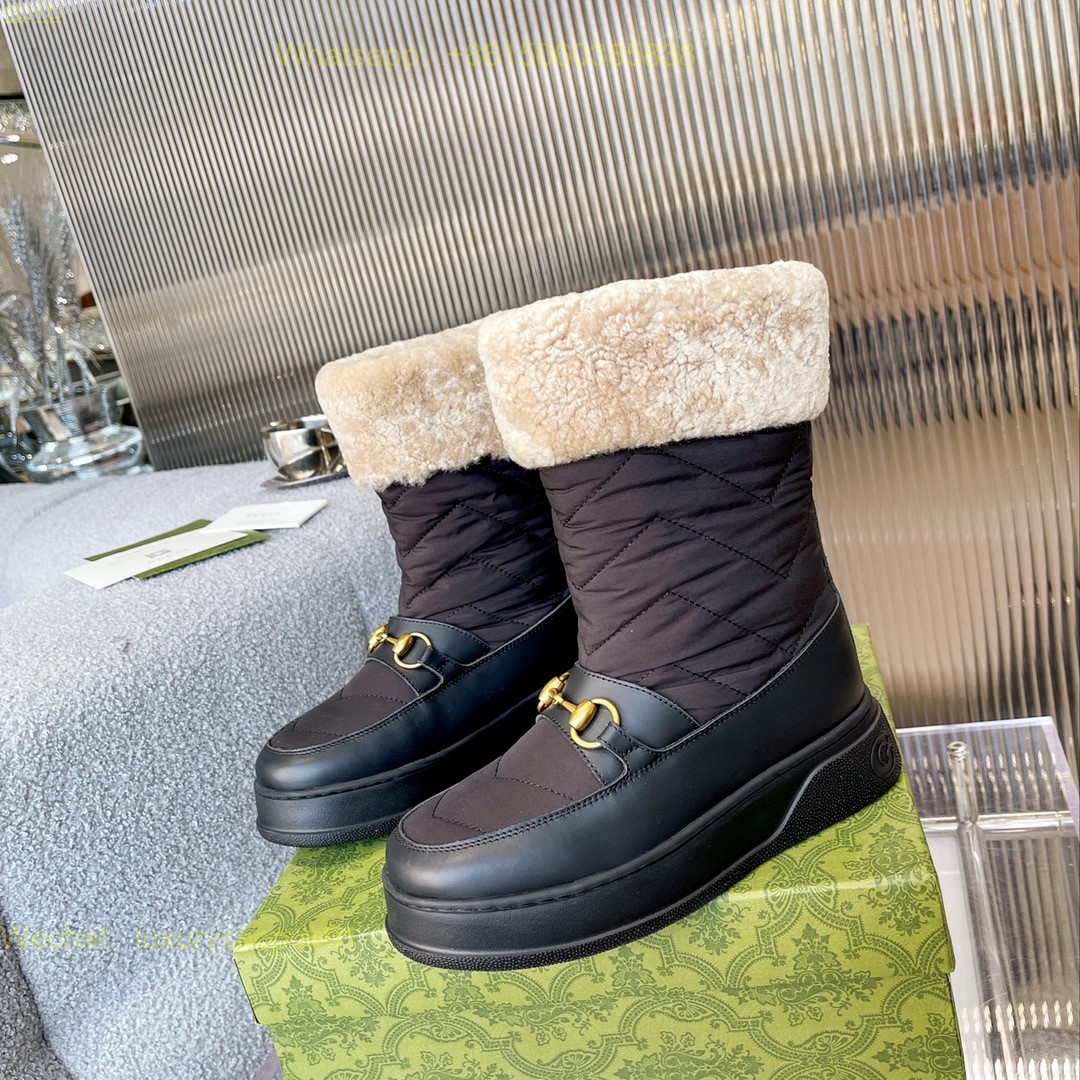 Gucci Wool Interlocking G Shearling Boots Women Shoes