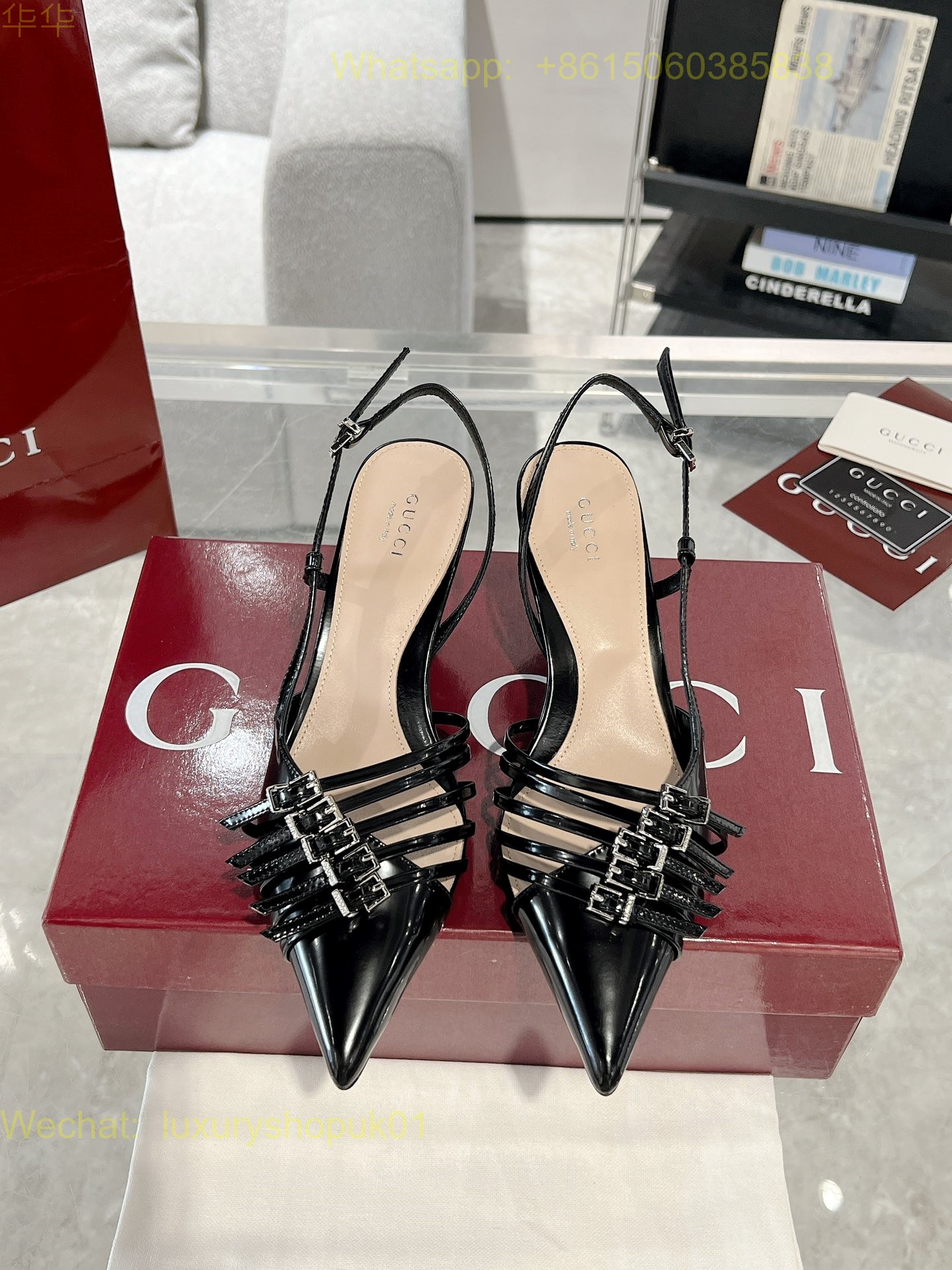 Gucci buckle pointed toe Slingback Pumps High heels Women Shoes