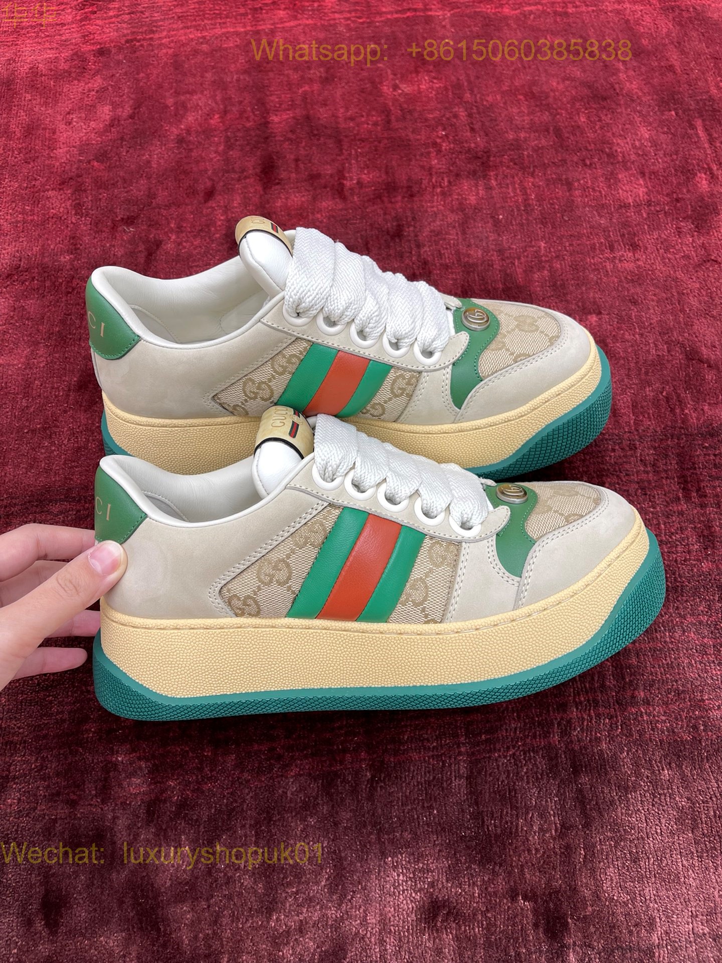Gucci Screener platform Sneaker GG Canvas Women Mens Shoes