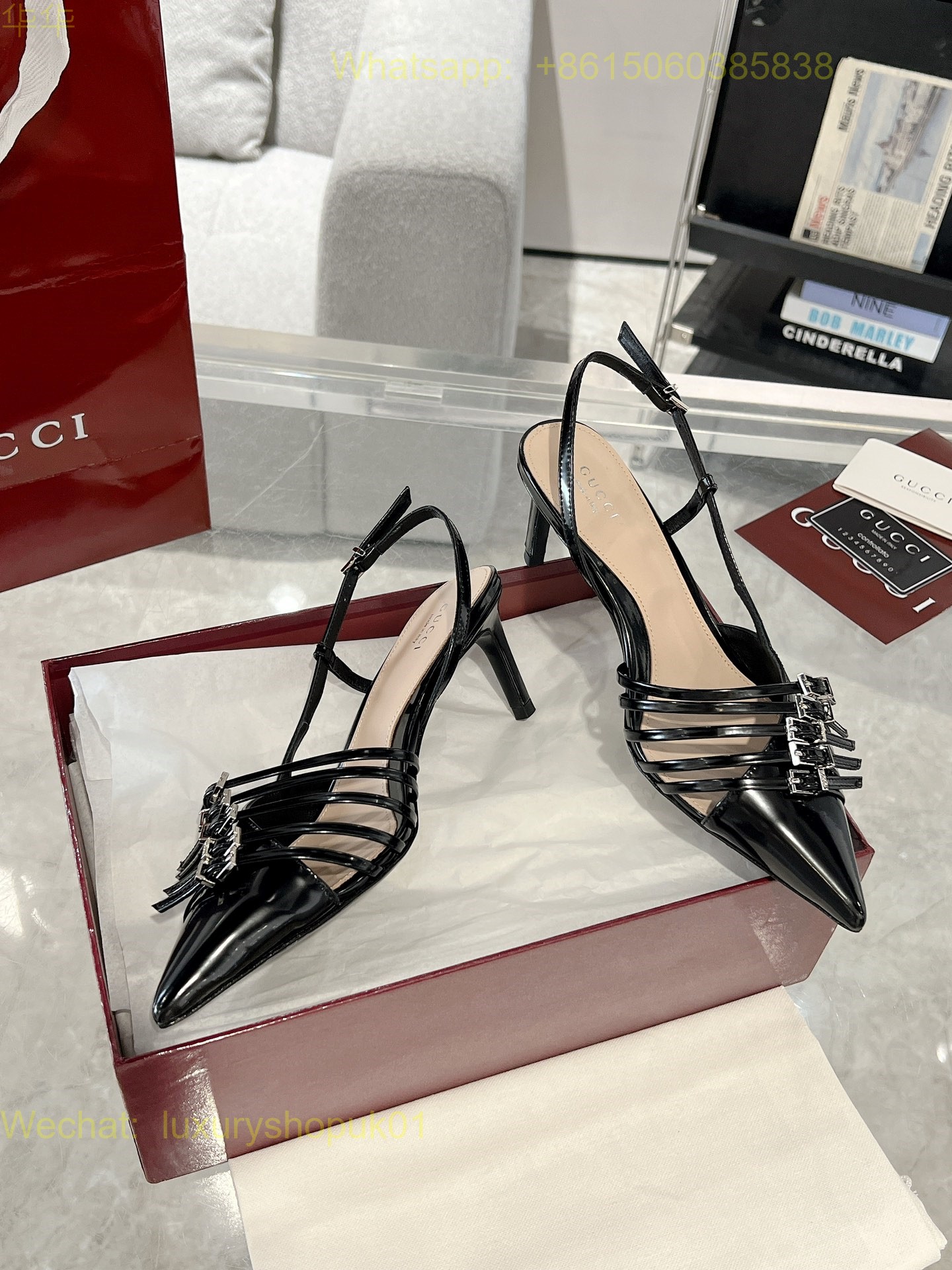 Gucci buckle pointed toe Slingback Pumps High heels Women Shoes