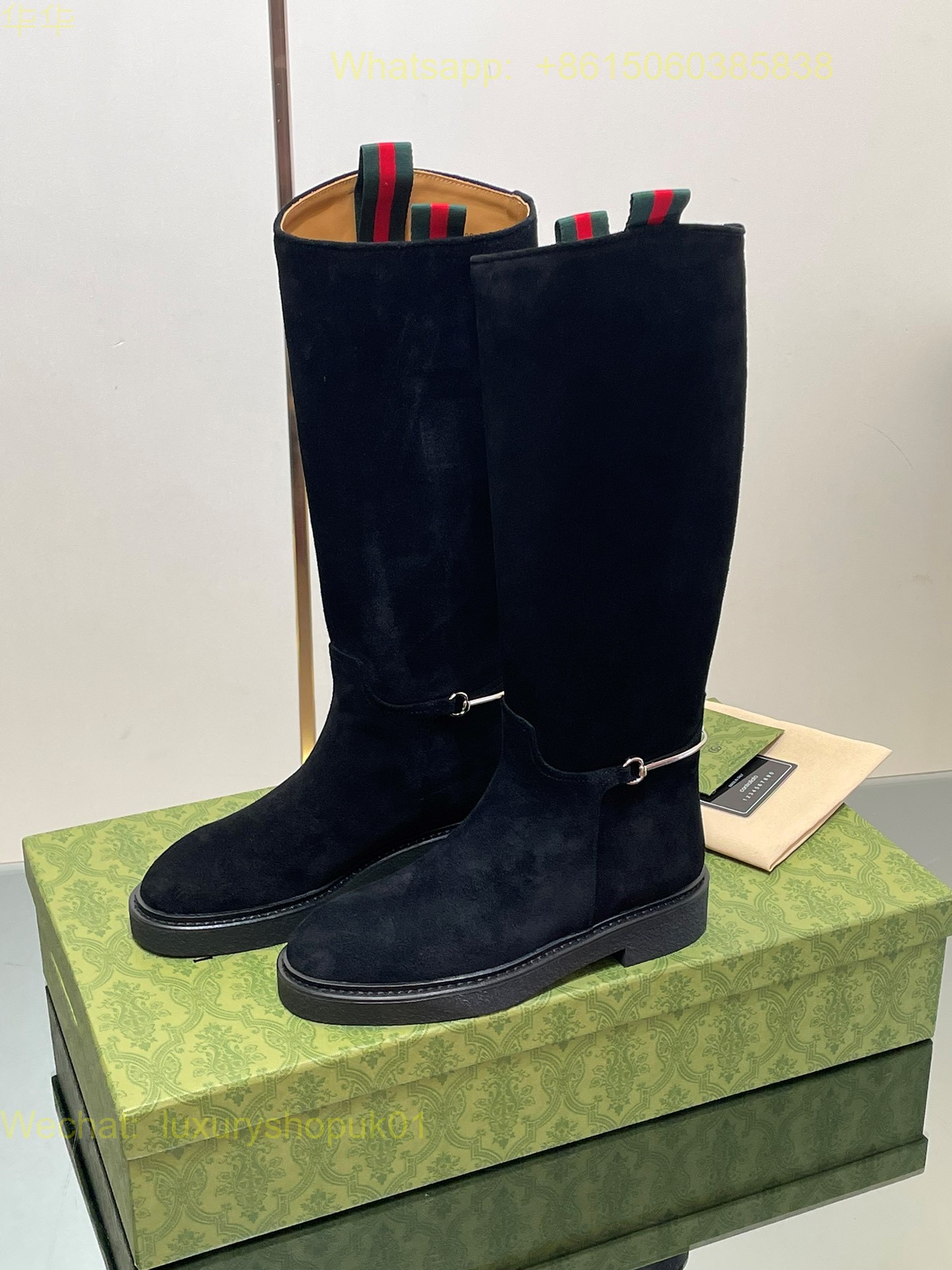 Gucci Tall Flat Suede Length Boot Women Shoes