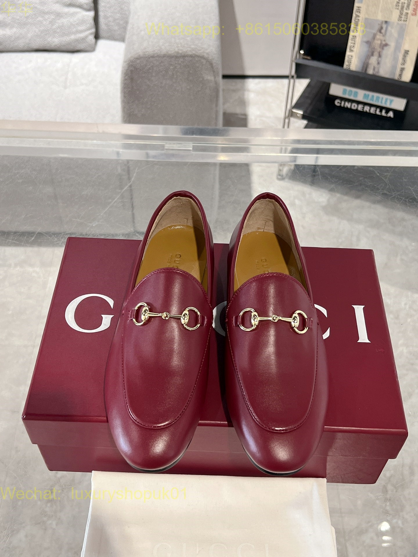 Gucci Jordaan Red Loafer Flat Women Shoes