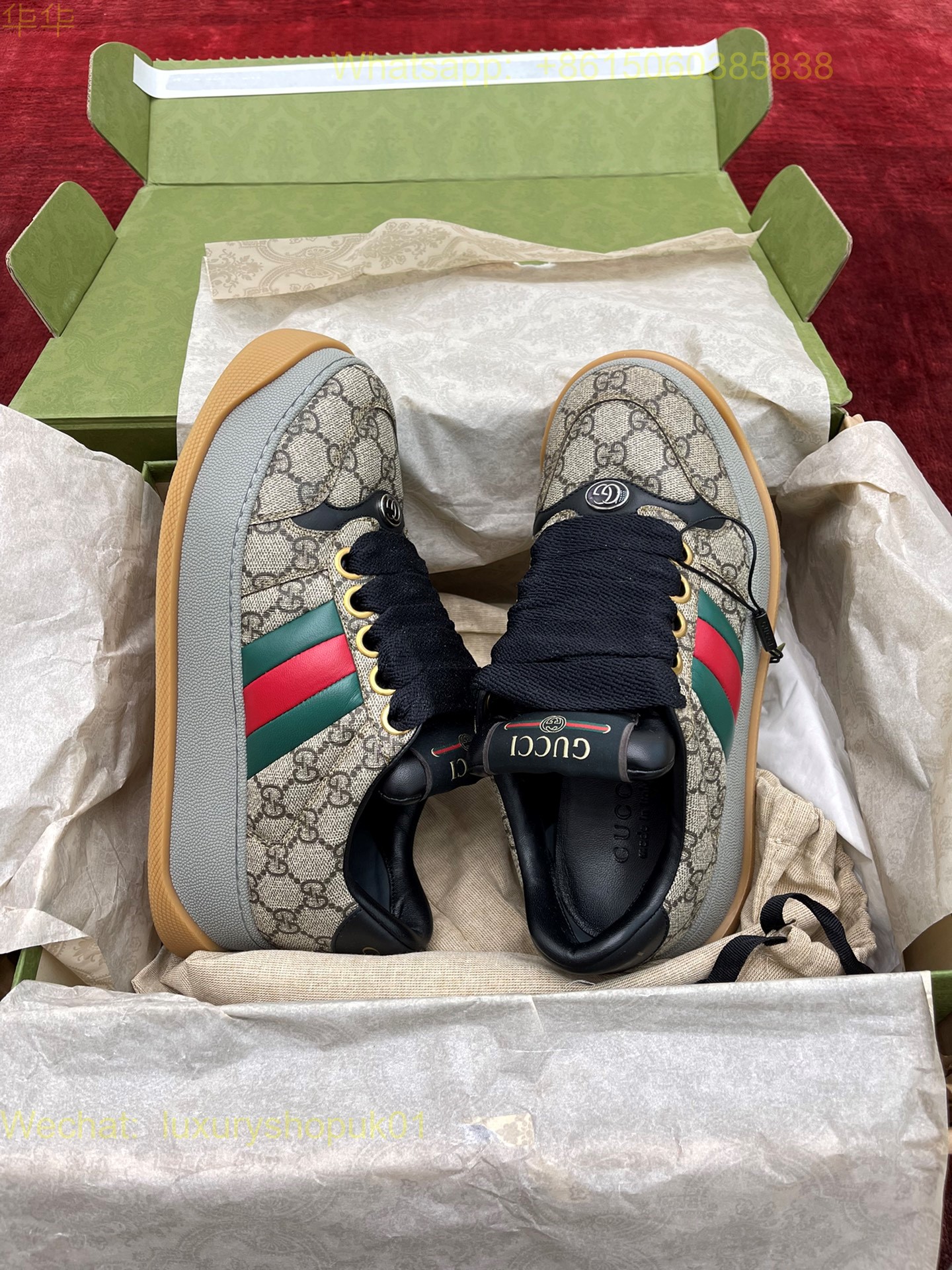 Gucci Screener platform Sneaker GG Canvas Women Mens Shoes