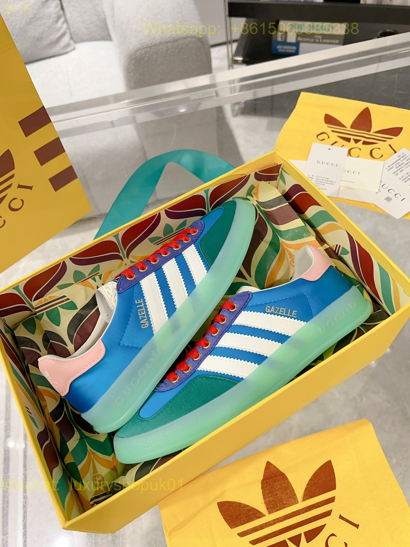 Adidas x Gucci Gazelle sneaker Mens Women Shoes