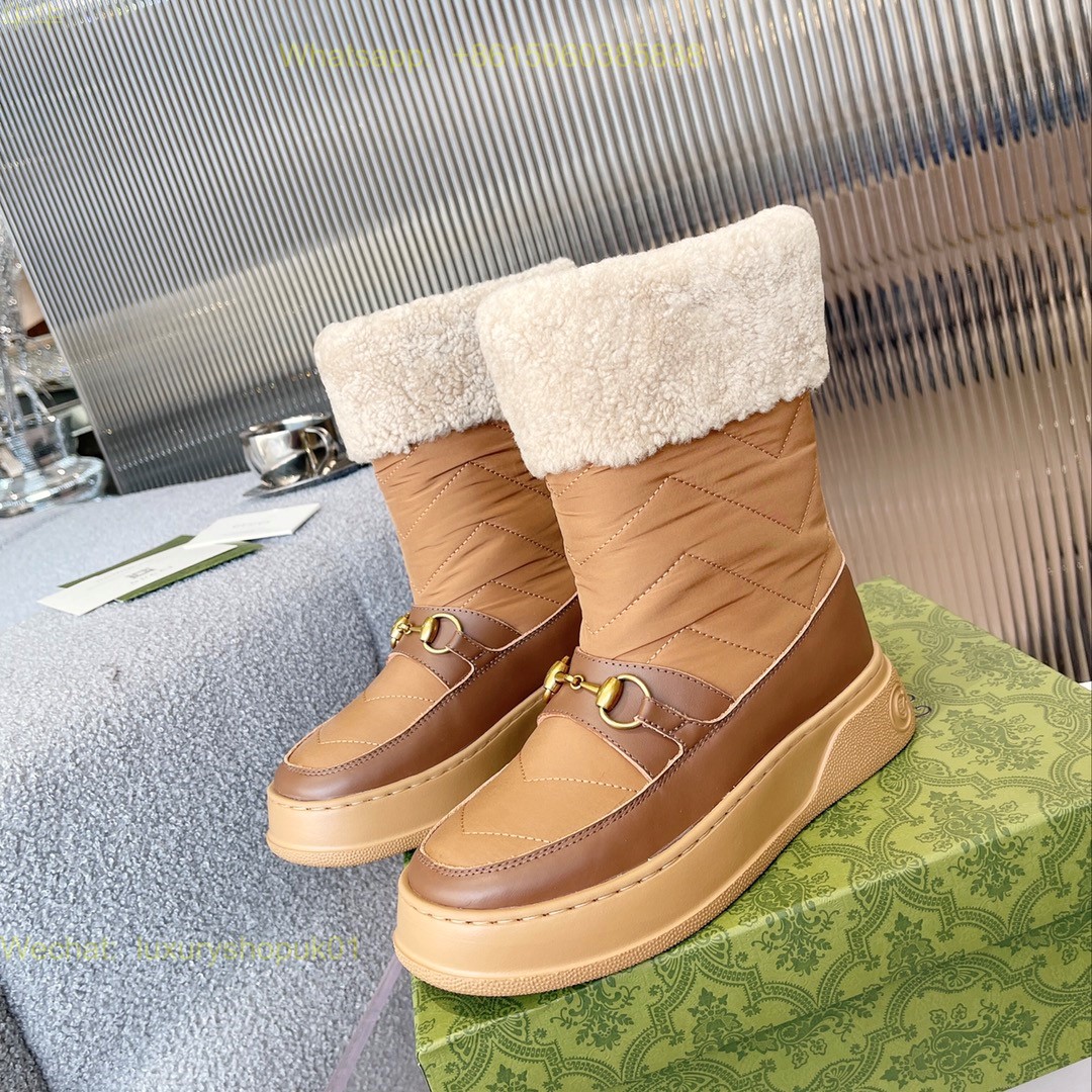 Gucci Wool Interlocking G Shearling Boots Women Shoes