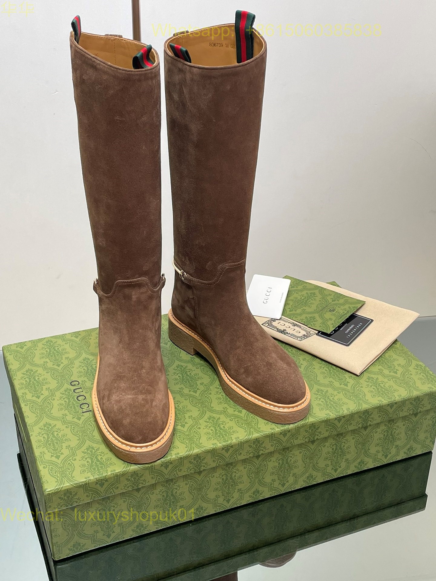 Gucci Tall Flat Suede Length Boot Women Shoes