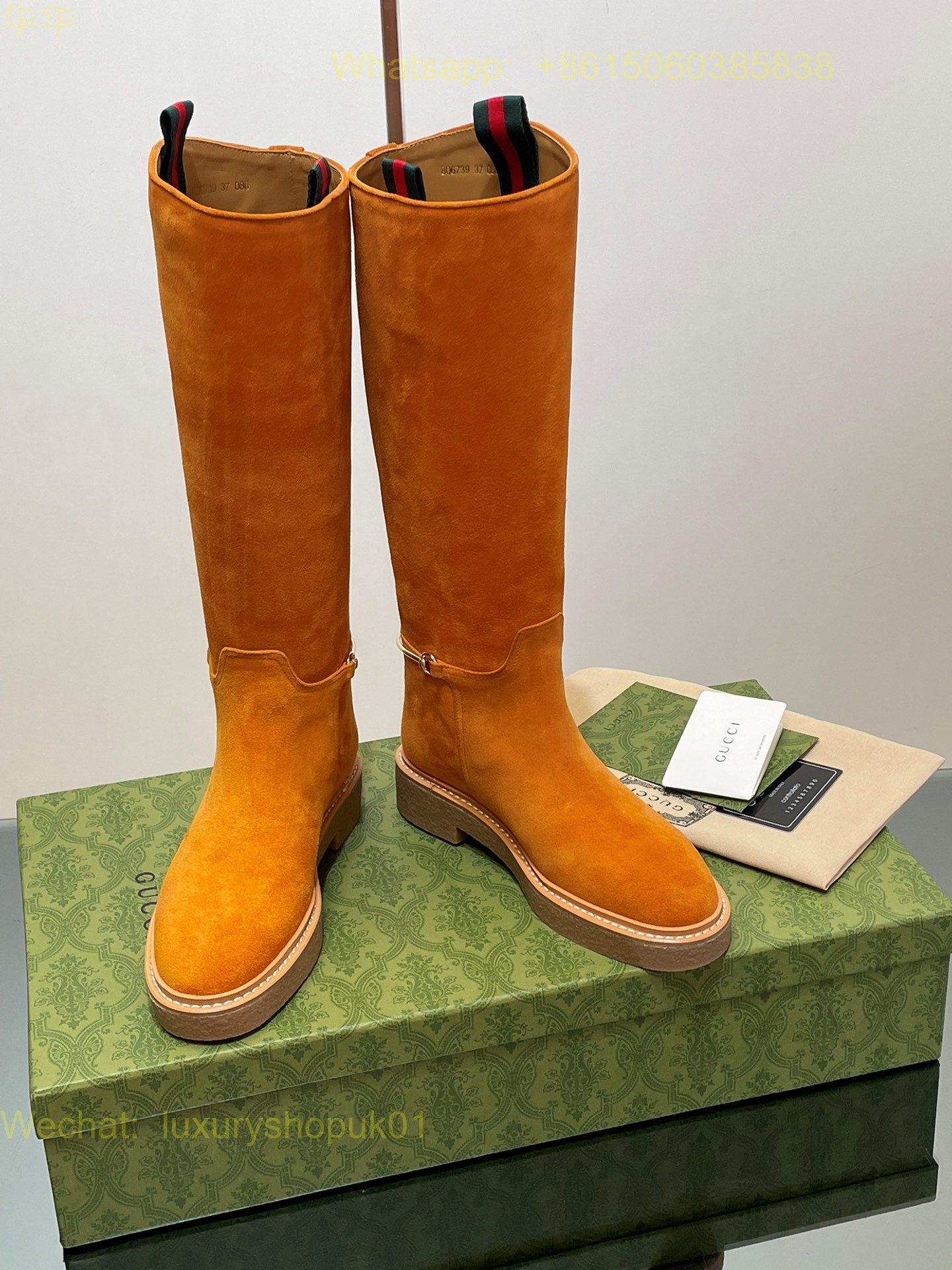 Gucci Tall Flat Suede Length Boot Women Shoes