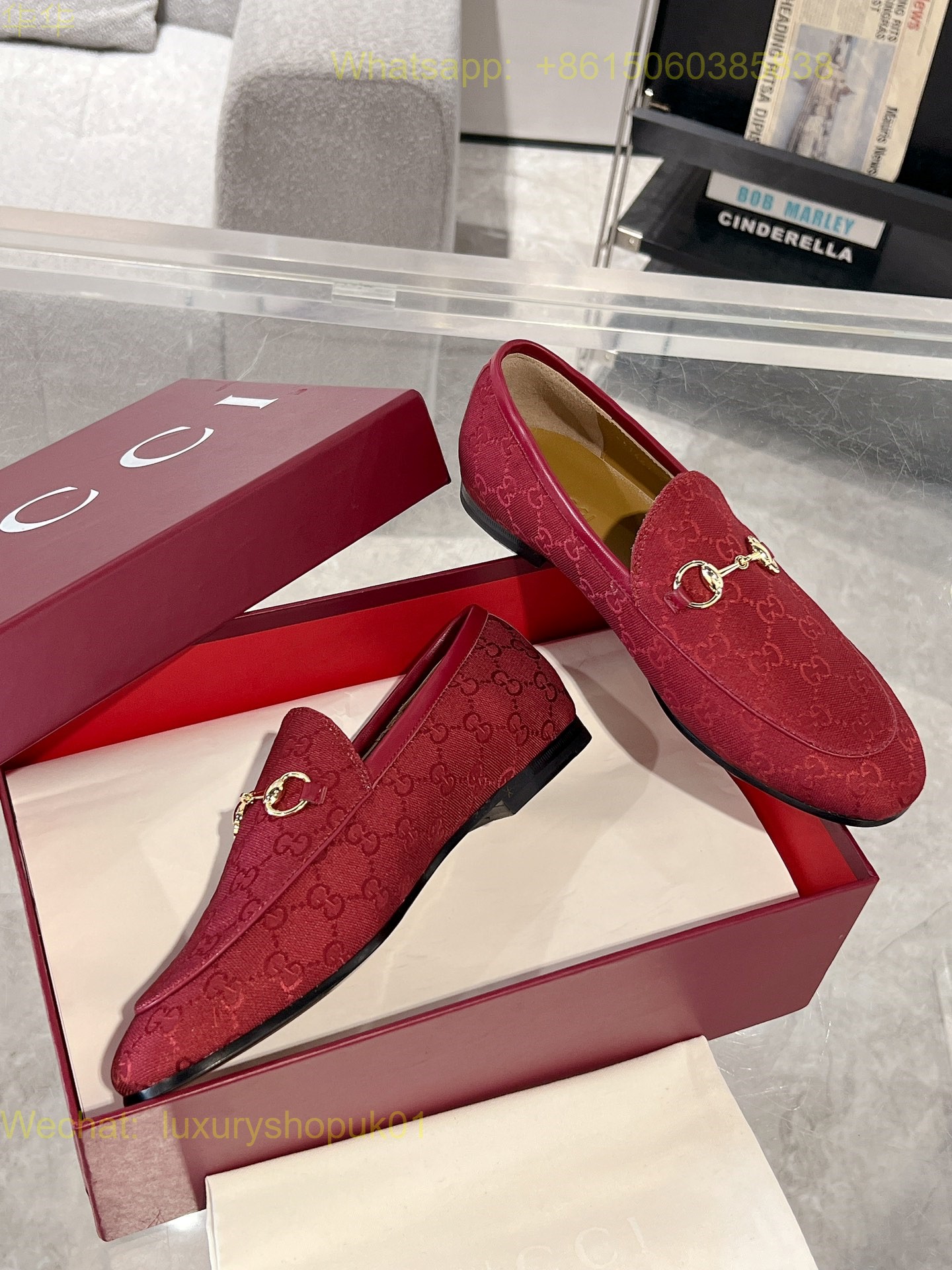 Gucci Jordaan Red Loafer Flat Women Shoes