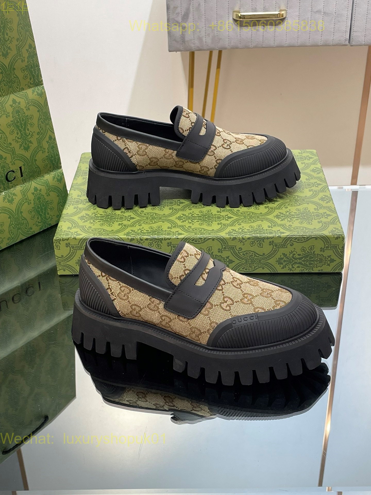 Gucci Novo GG Jacquard Chunky Loafer Mens Women Shoes