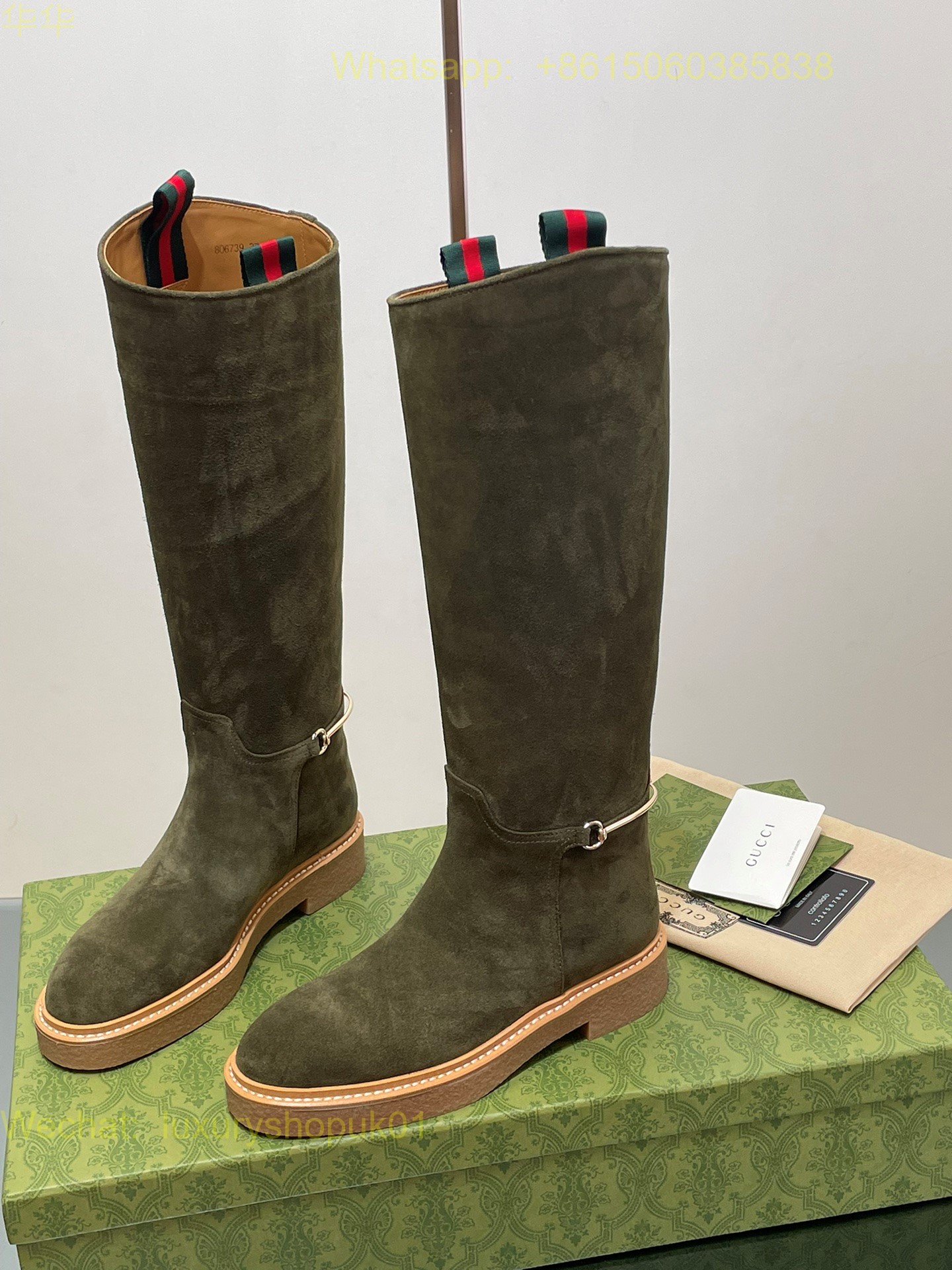 Gucci Tall Flat Suede Length Boot Women Shoes