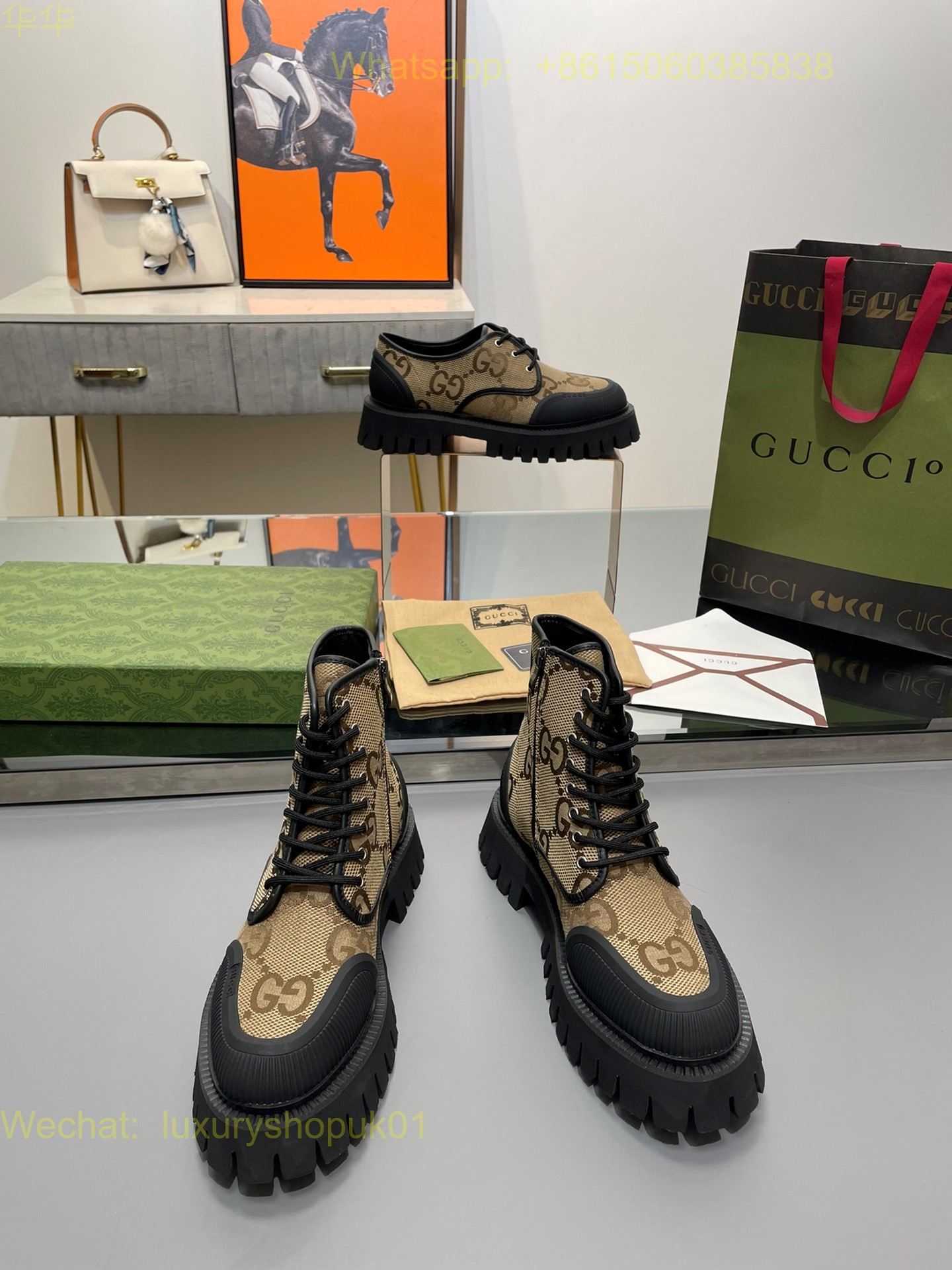 Gucci High top Sneaker Novo GG Jacquard Canvas Chunky Mens Women Shoes