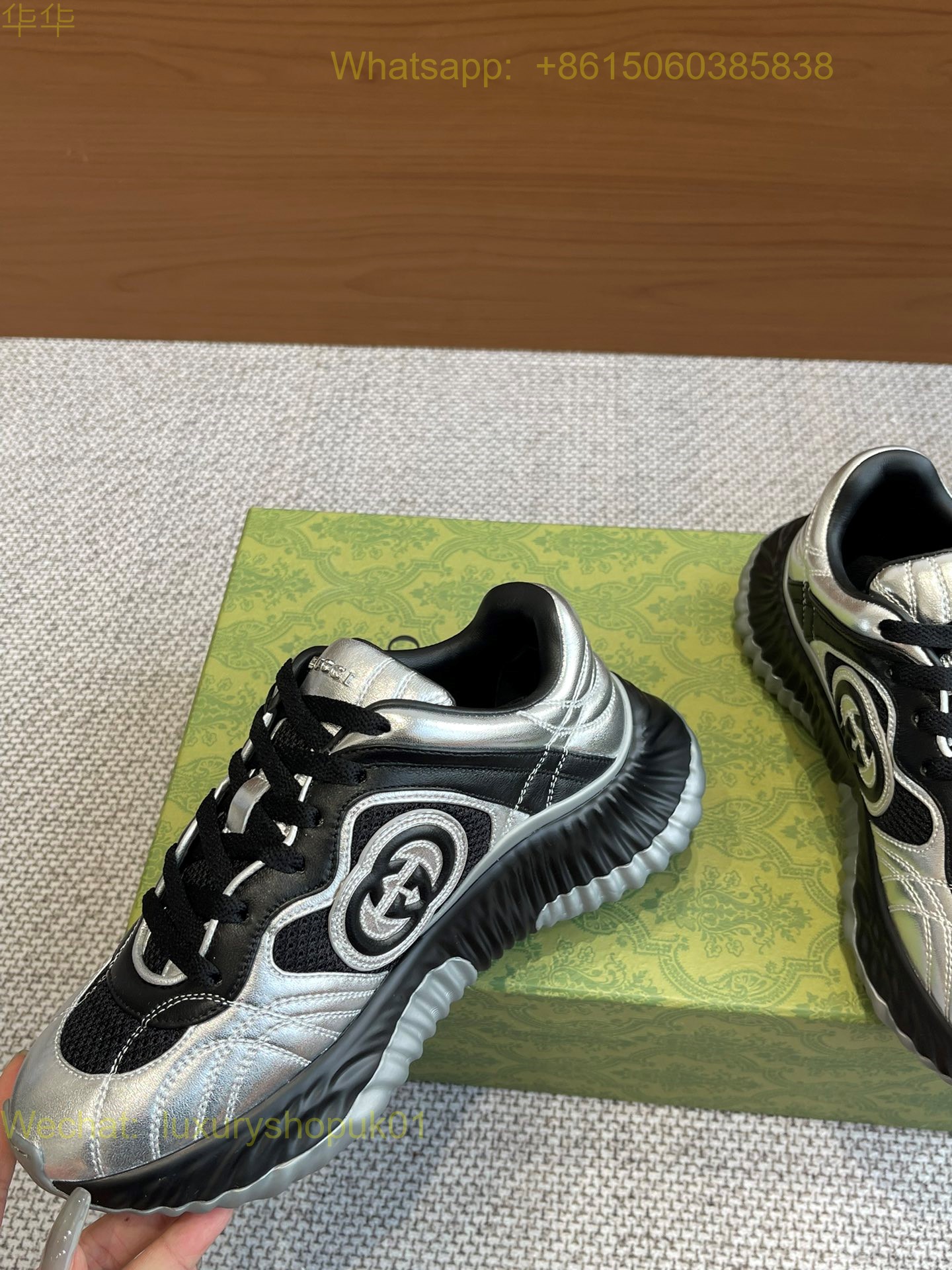 Gucci Ripple sneaker leather Mens Women Shoes