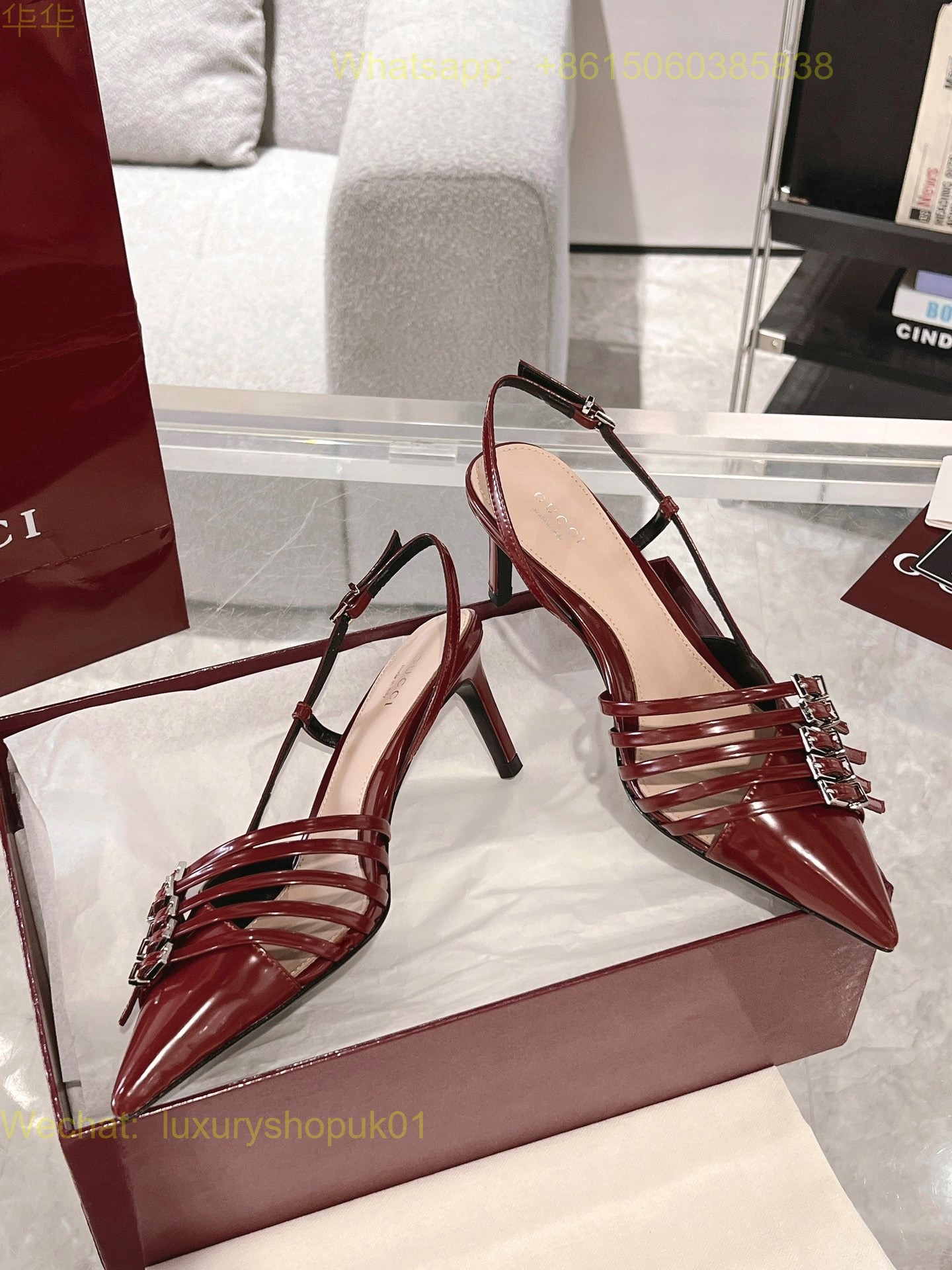 Gucci buckle pointed toe Slingback Pumps High heels Women Shoes