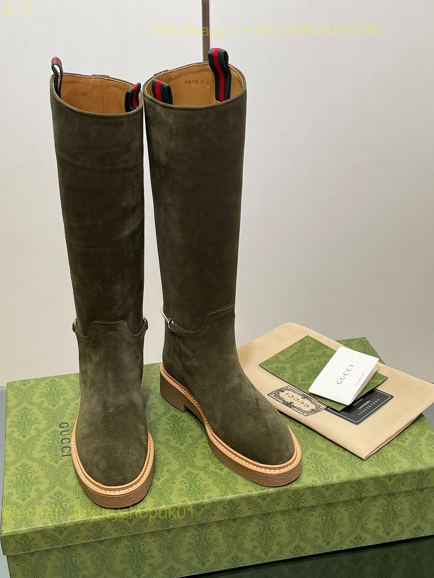 Gucci Tall Flat Suede Length Boot Women Shoes