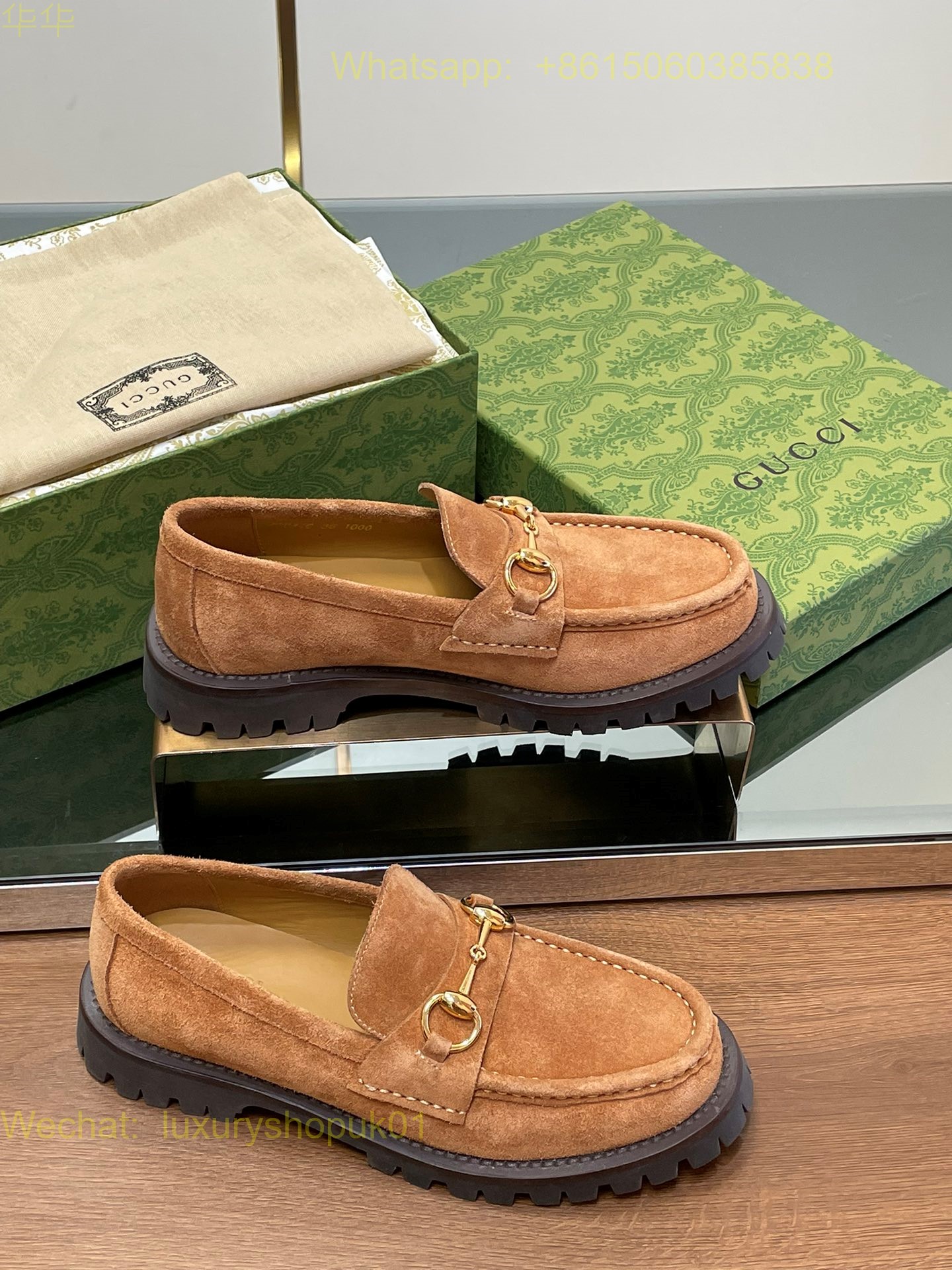 Gucci Suede Slip-On Loafers Women Shoes