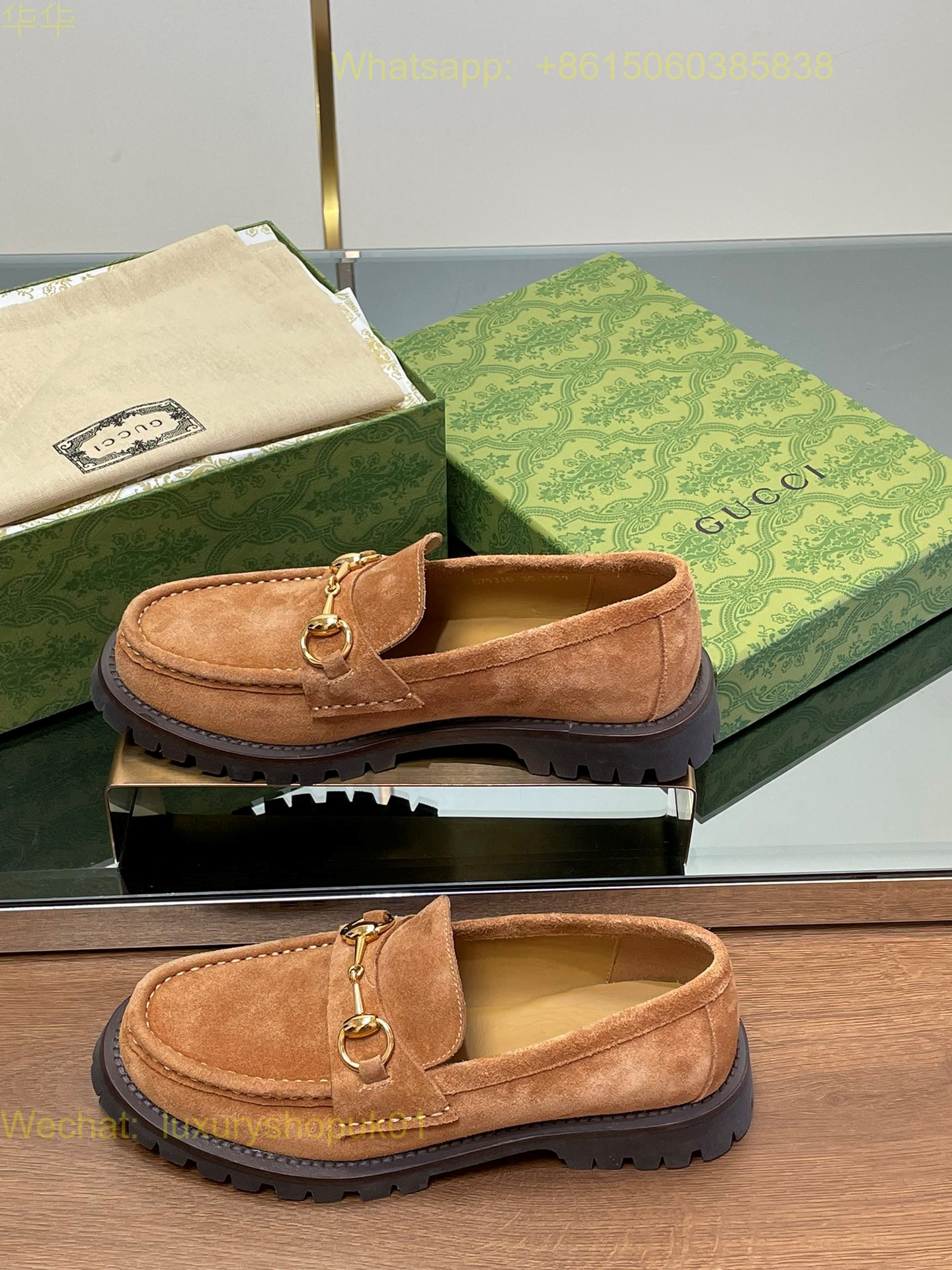 Gucci Suede Slip-On Loafers Women Shoes