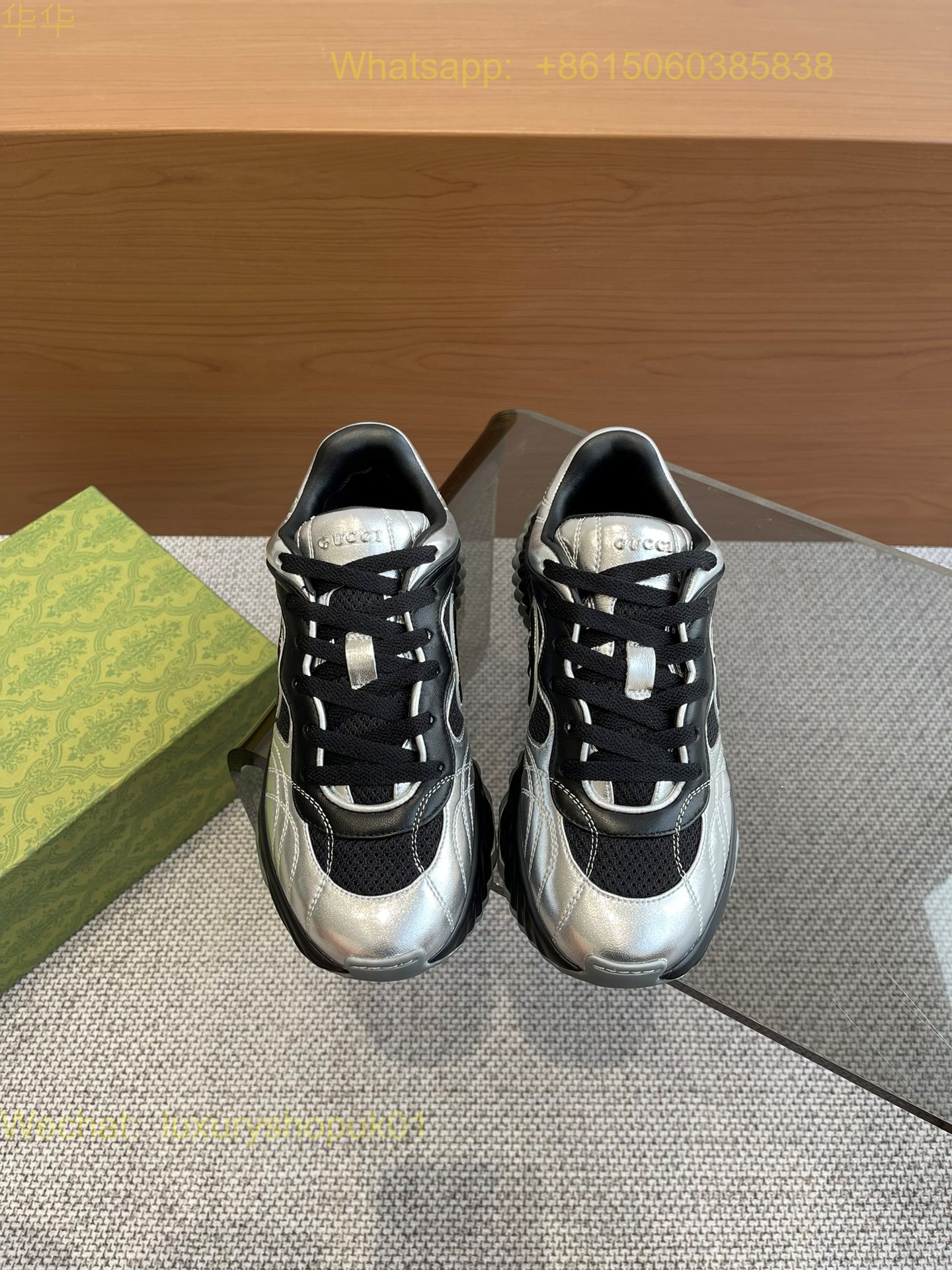 Gucci Ripple sneaker leather Mens Women Shoes