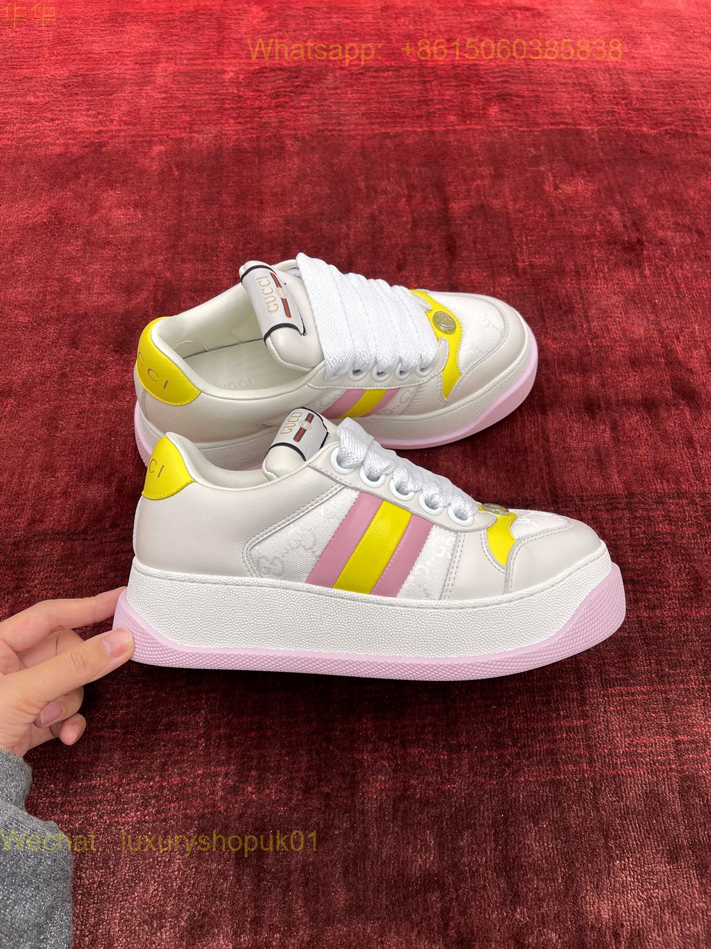 Gucci Screener platform Sneaker GG Canvas Women Mens Shoes