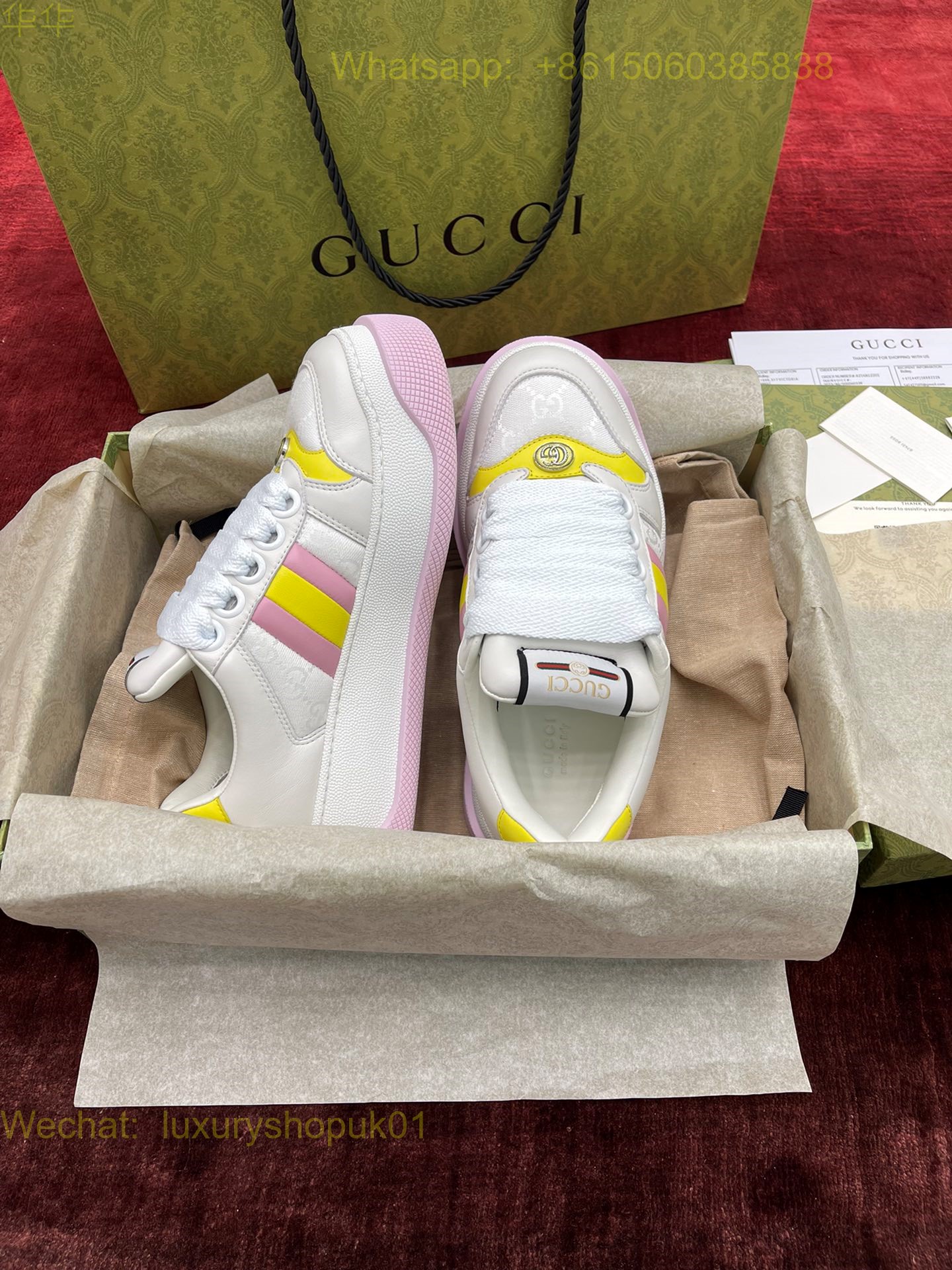 Gucci Screener platform Sneaker GG Canvas Women Mens Shoes