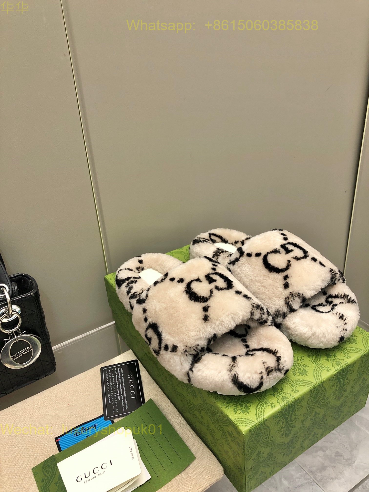 Gucci Shearling Fur Slides sandal Women Shoes