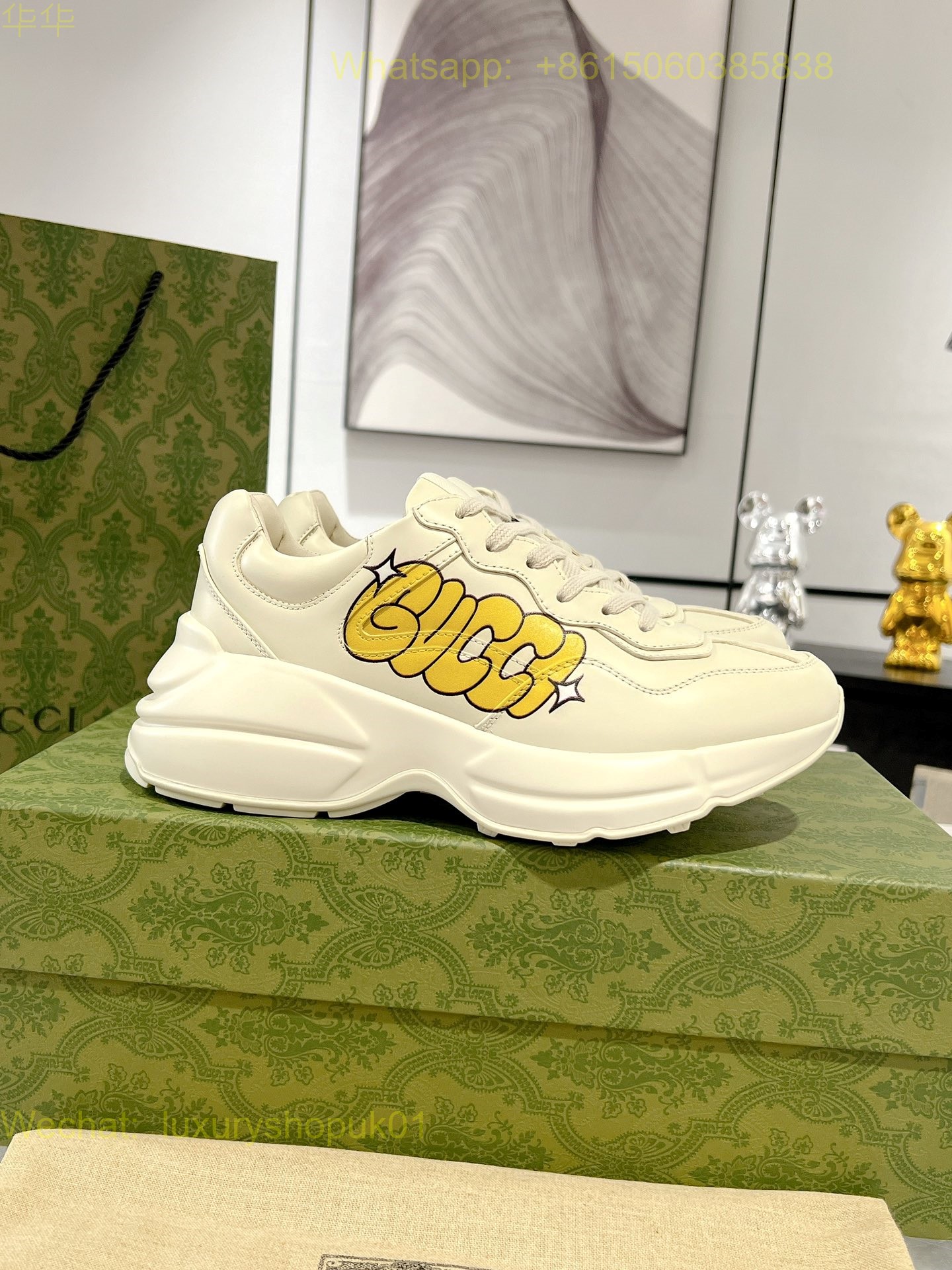 Gucci Rhyton Leather Vintage Sneaker Mens Women Shoes