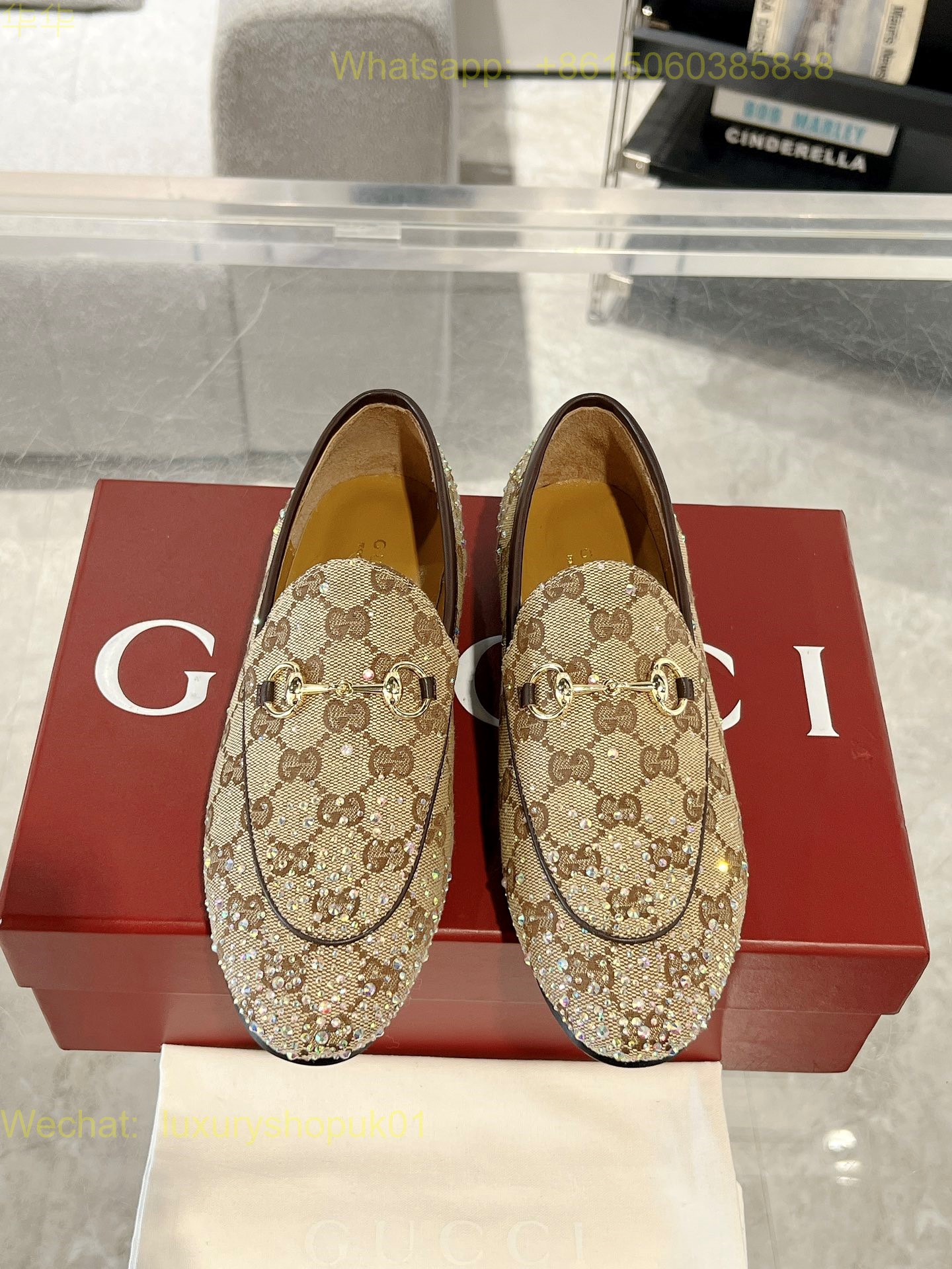 Gucci Jordaan crystal Loafer Flat Women Shoes