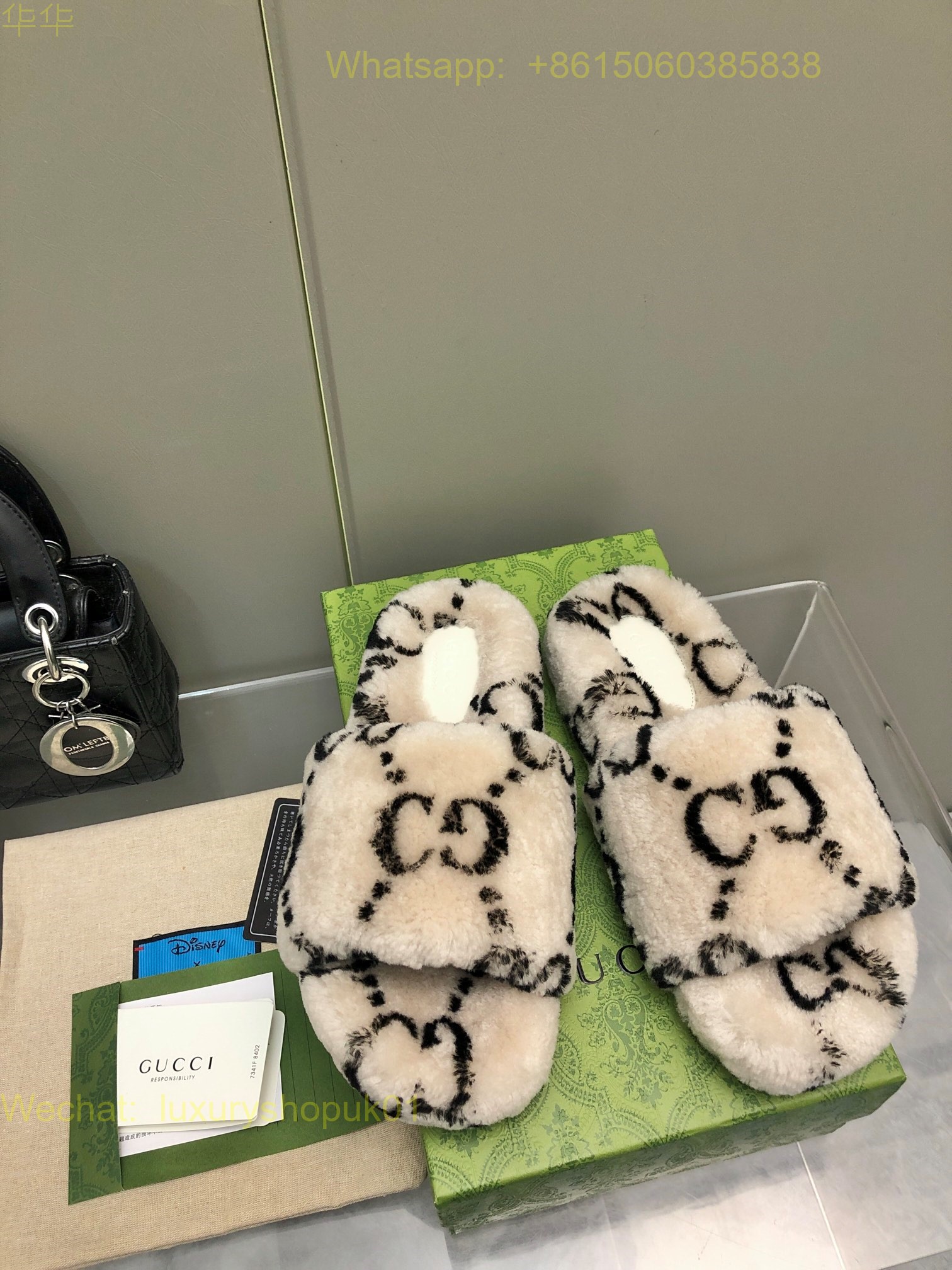 Gucci Shearling Fur Slides sandal Women Shoes