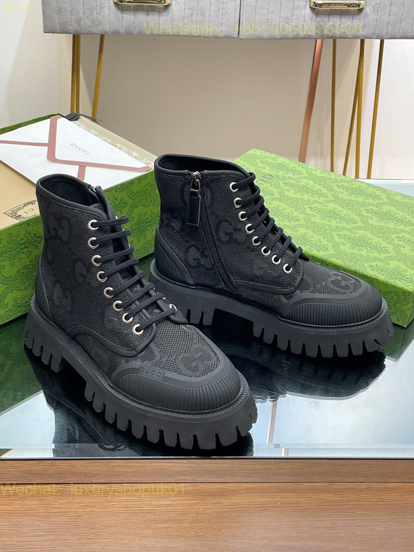 Gucci High top Sneaker Novo GG Jacquard Canvas Chunky Mens Women Shoes